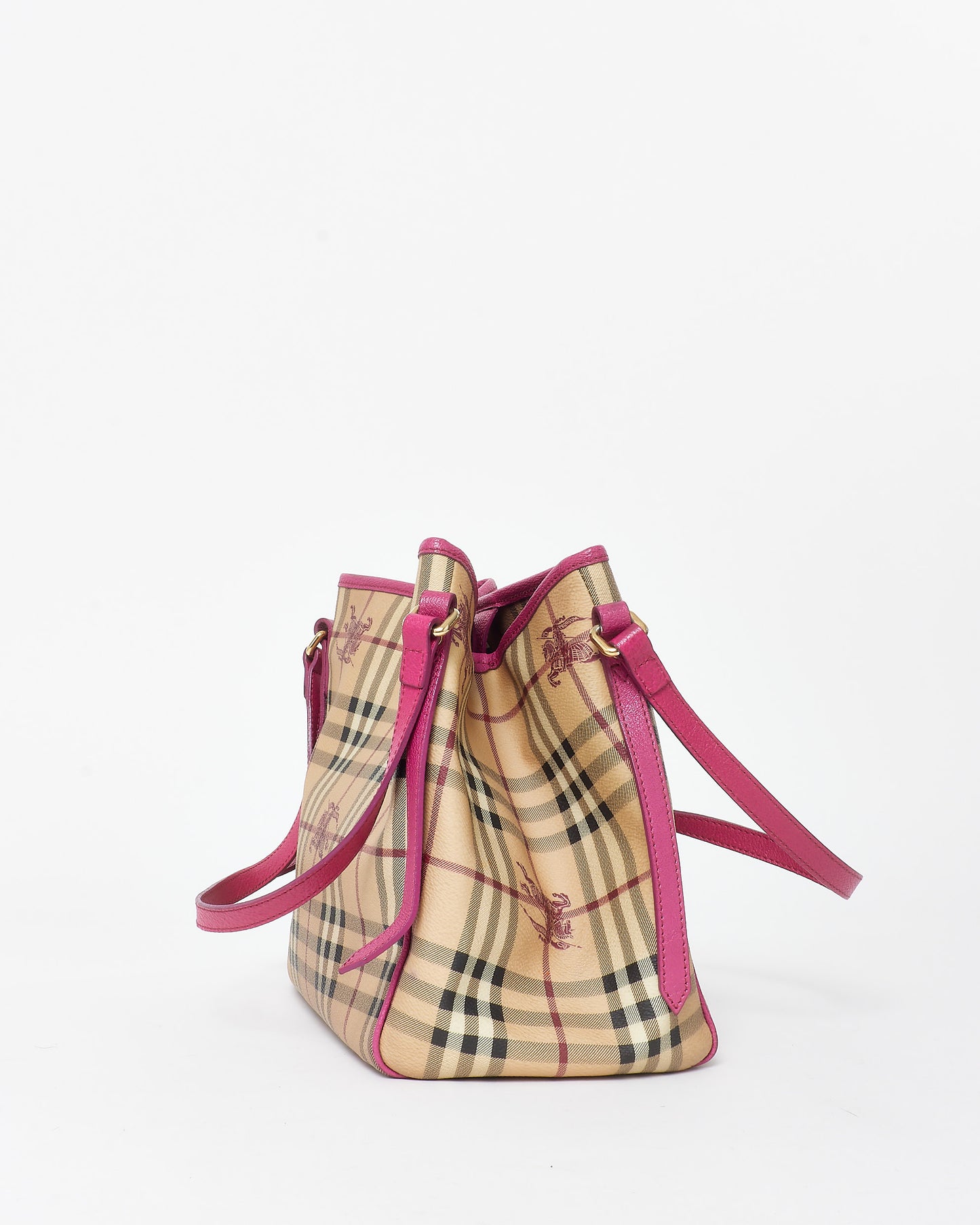 Burberry Haymarket Check Coated Canvas 
Pink Canterbury Bag