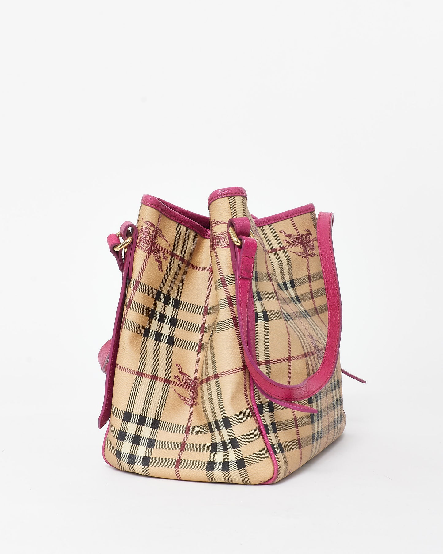 Burberry Haymarket Check Coated Canvas 
Pink Canterbury Bag