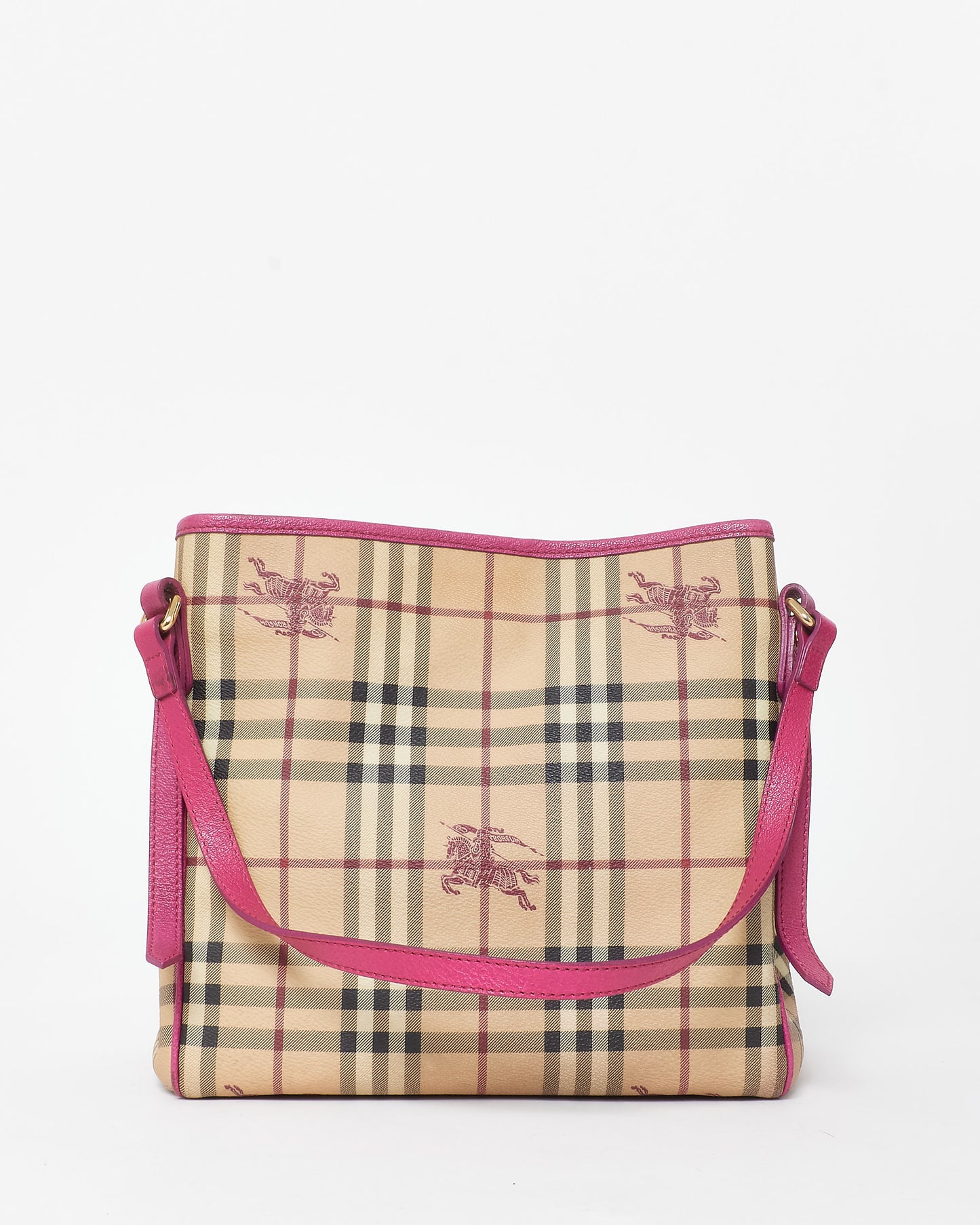 Burberry Haymarket Check Coated Canvas 
Pink Canterbury Bag