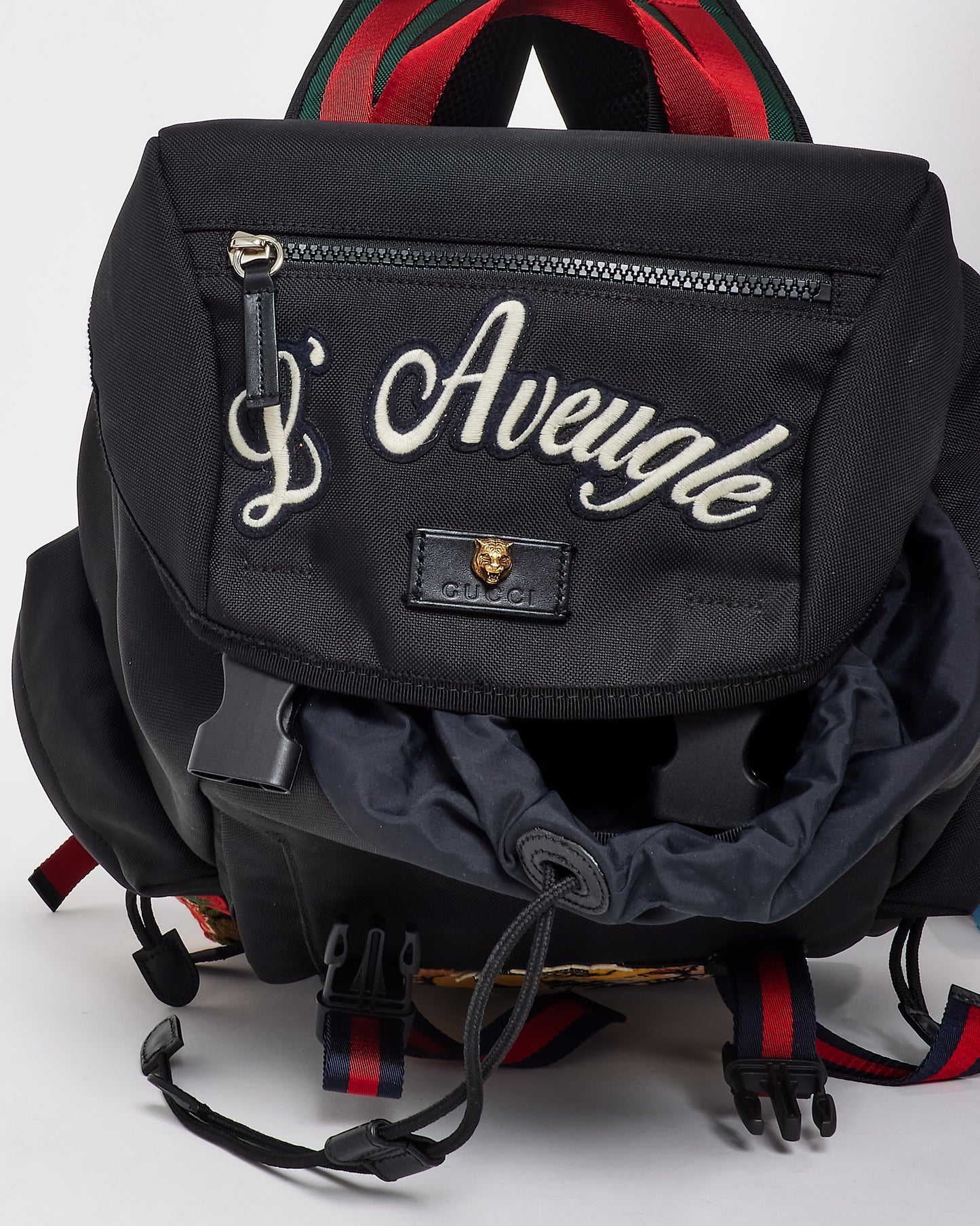 Gucci Black Canvas Embroidered Patch L
Aveugle Par Amour Buckle Backpack