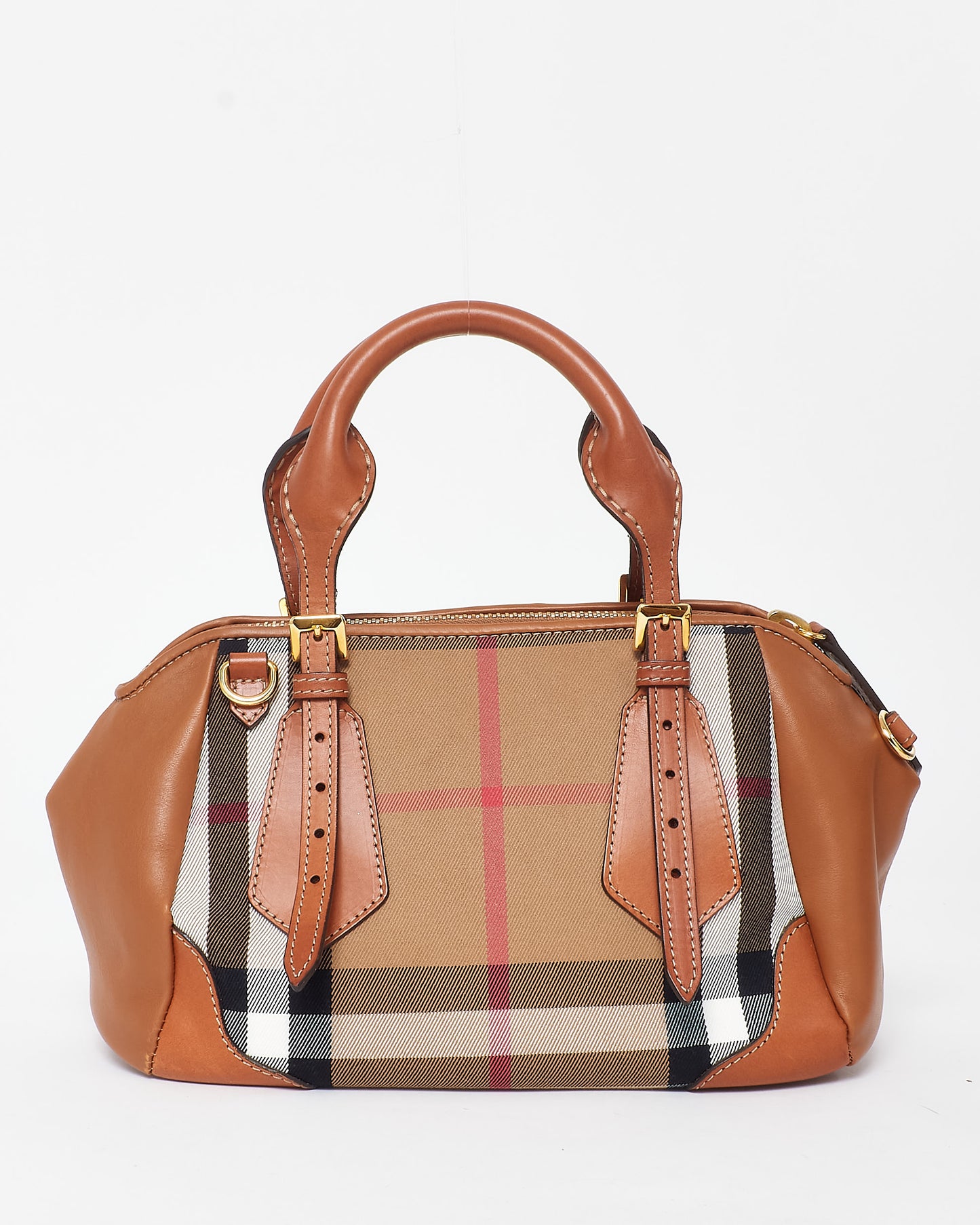 Burberry House Check Canvas 
Brown Leather Blaze Bag