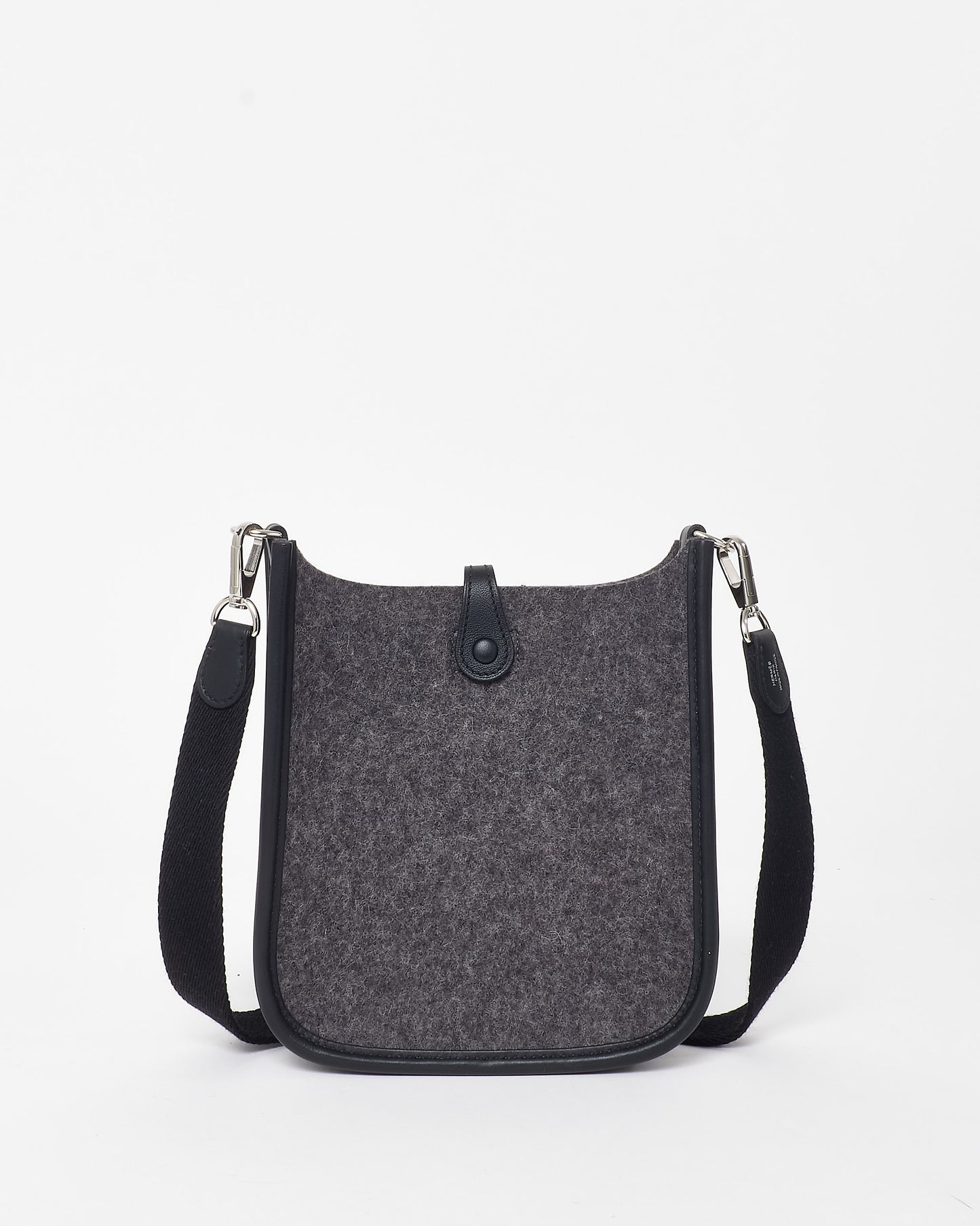 Hermès Grey Felt 
Black Leather Evelyne TPM Crossbody Bag