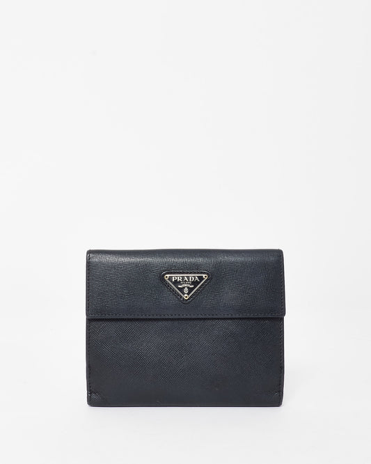 Prada Vintage Black Saffiano Leather Bifold Wallet