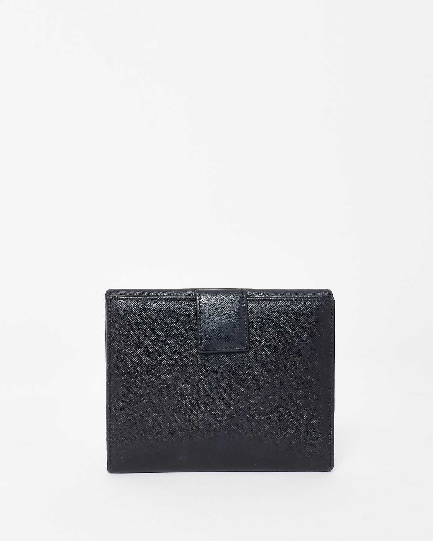 Prada Vintage Black Saffiano Leather Bifold Wallet