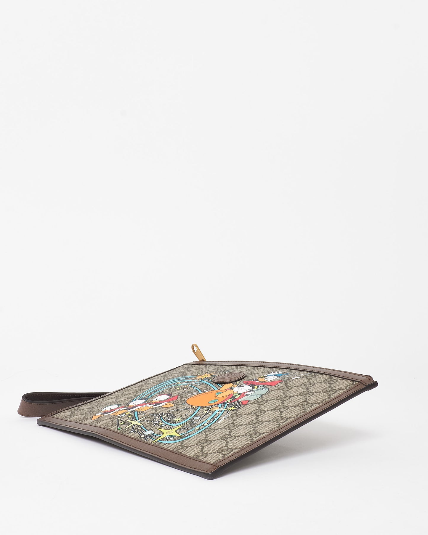 Gucci Monogram Coated Canvas Donald Duck Disney X Gucci Wristlet Clutch