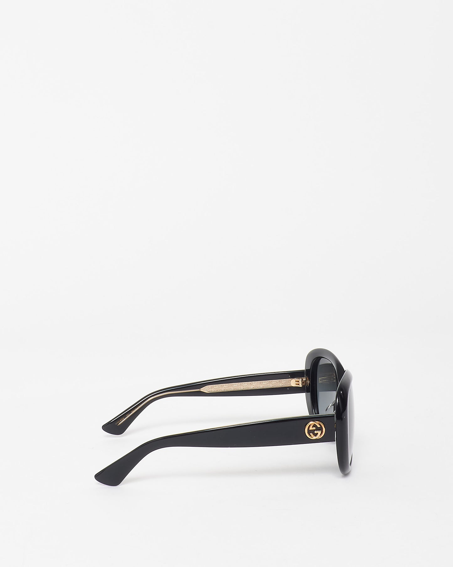 Gucci Black Acetate GG0140SA Oversized Round Logo Sunglasses