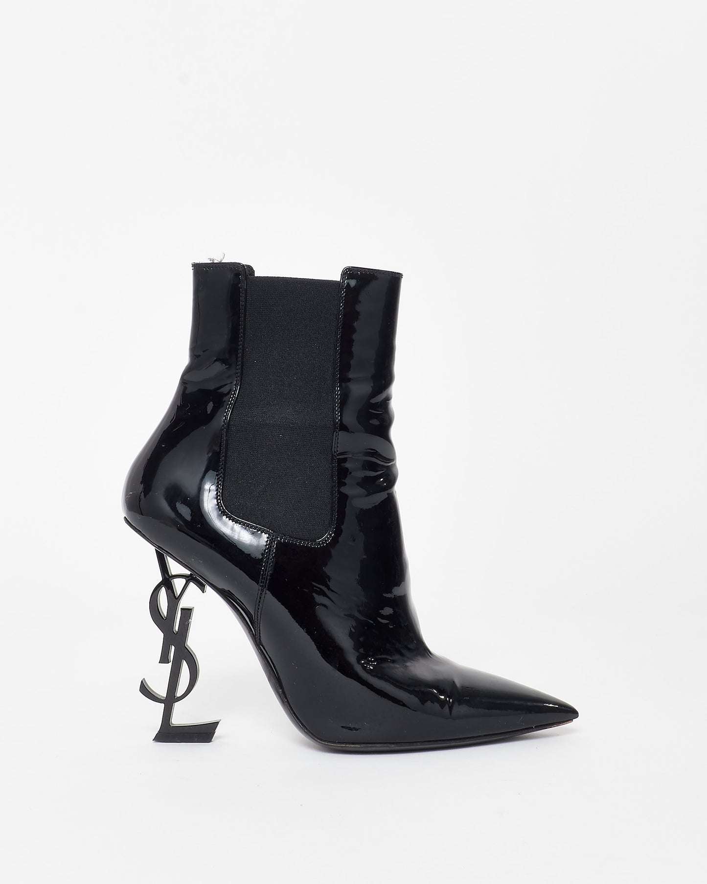 Saint Laurent Black Patent Leather Opyum Boots - 39