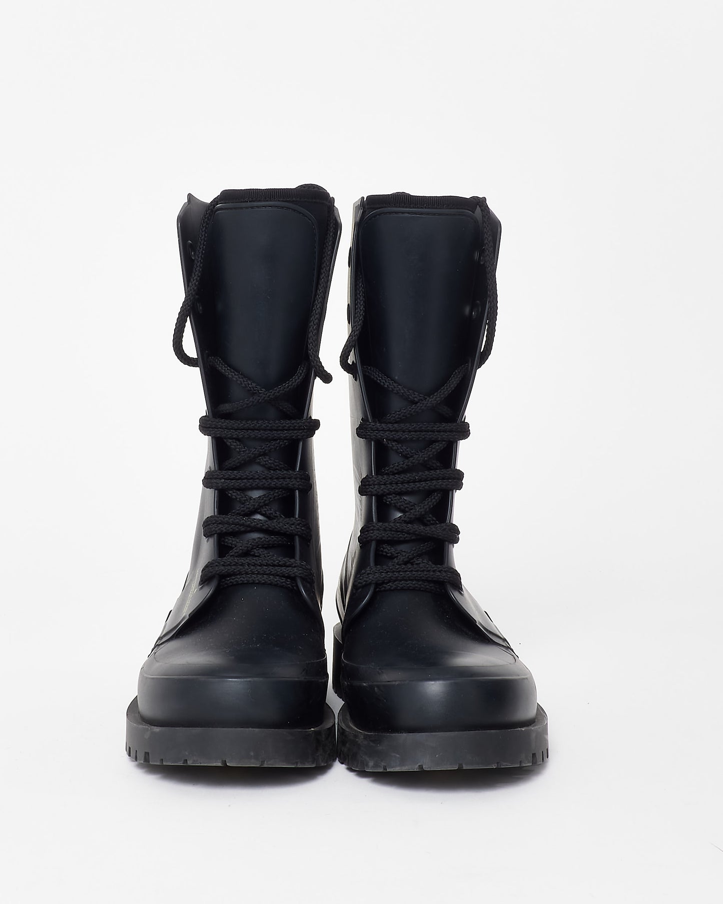 Dior Black Diorcamp Rubber Lace Up Combat Boots - 39