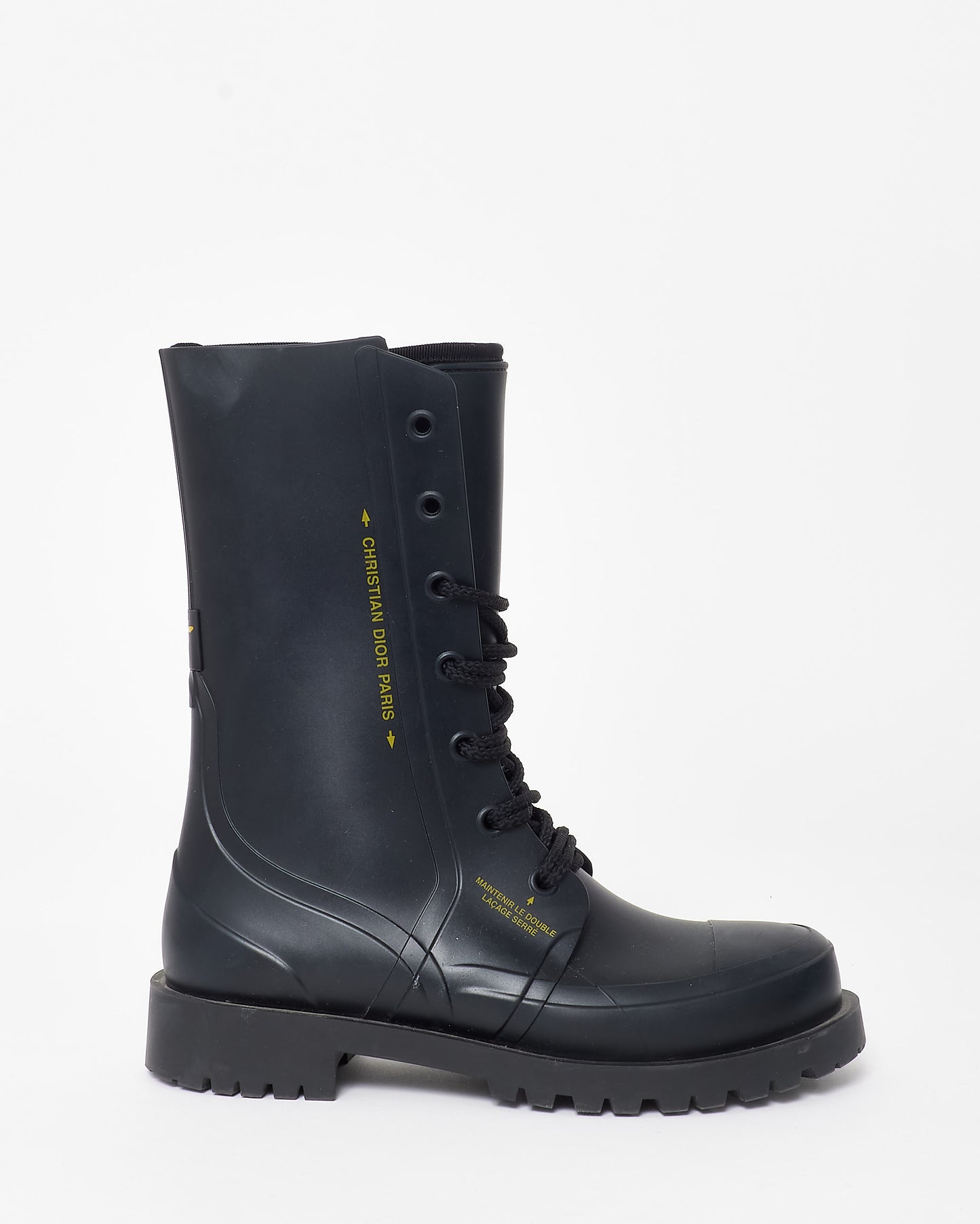 Dior Black Diorcamp Rubber Lace Up Combat Boots - 39