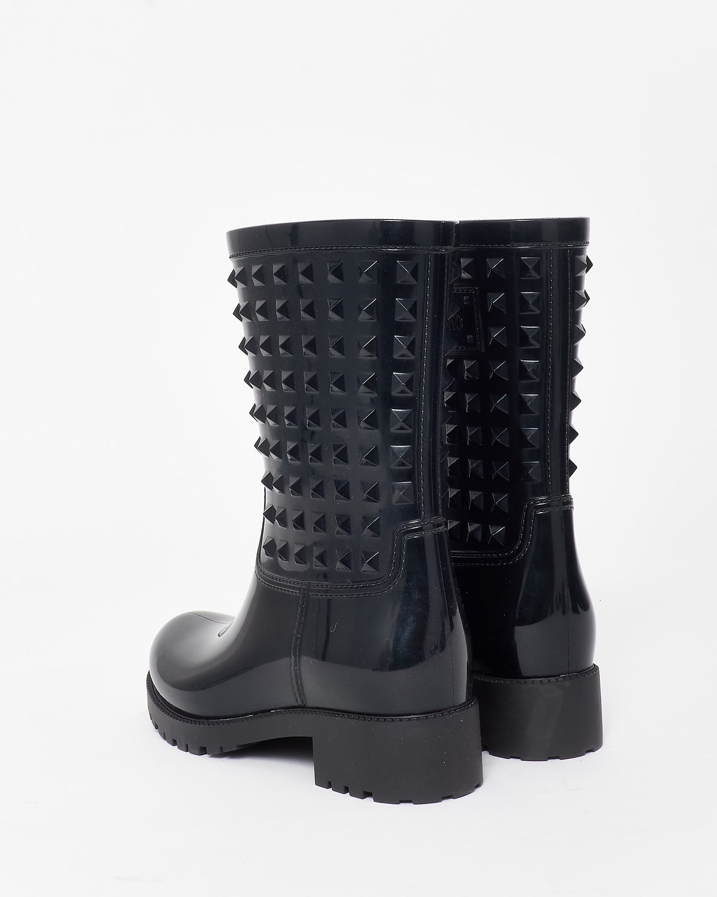 Valentino Black Rubber Rockstud Rain Boots - 36