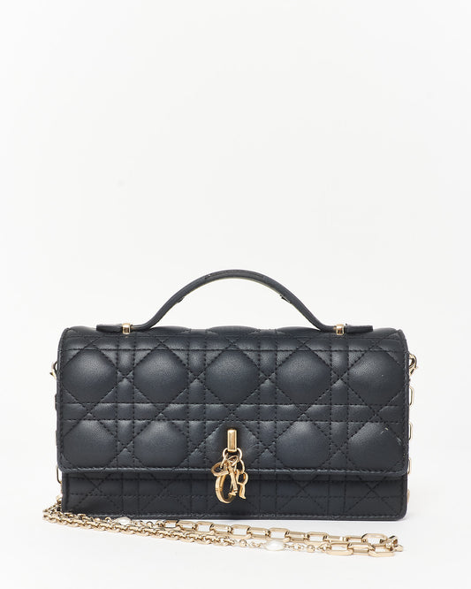 Dior Black Lambskin Leather My Dior Cannage Top Handle Bag