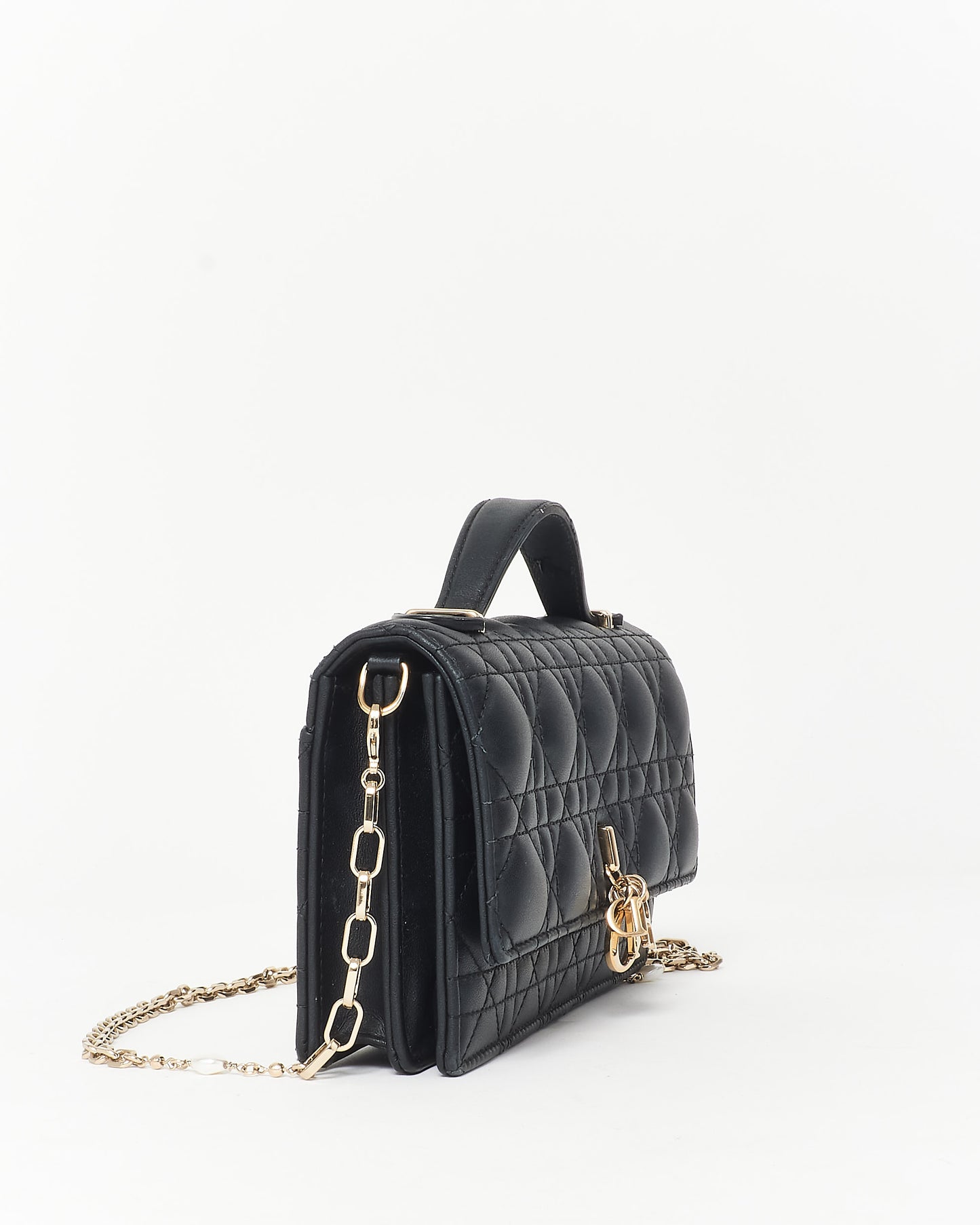 Dior Black Lambskin Leather My Dior Cannage Top Handle Bag