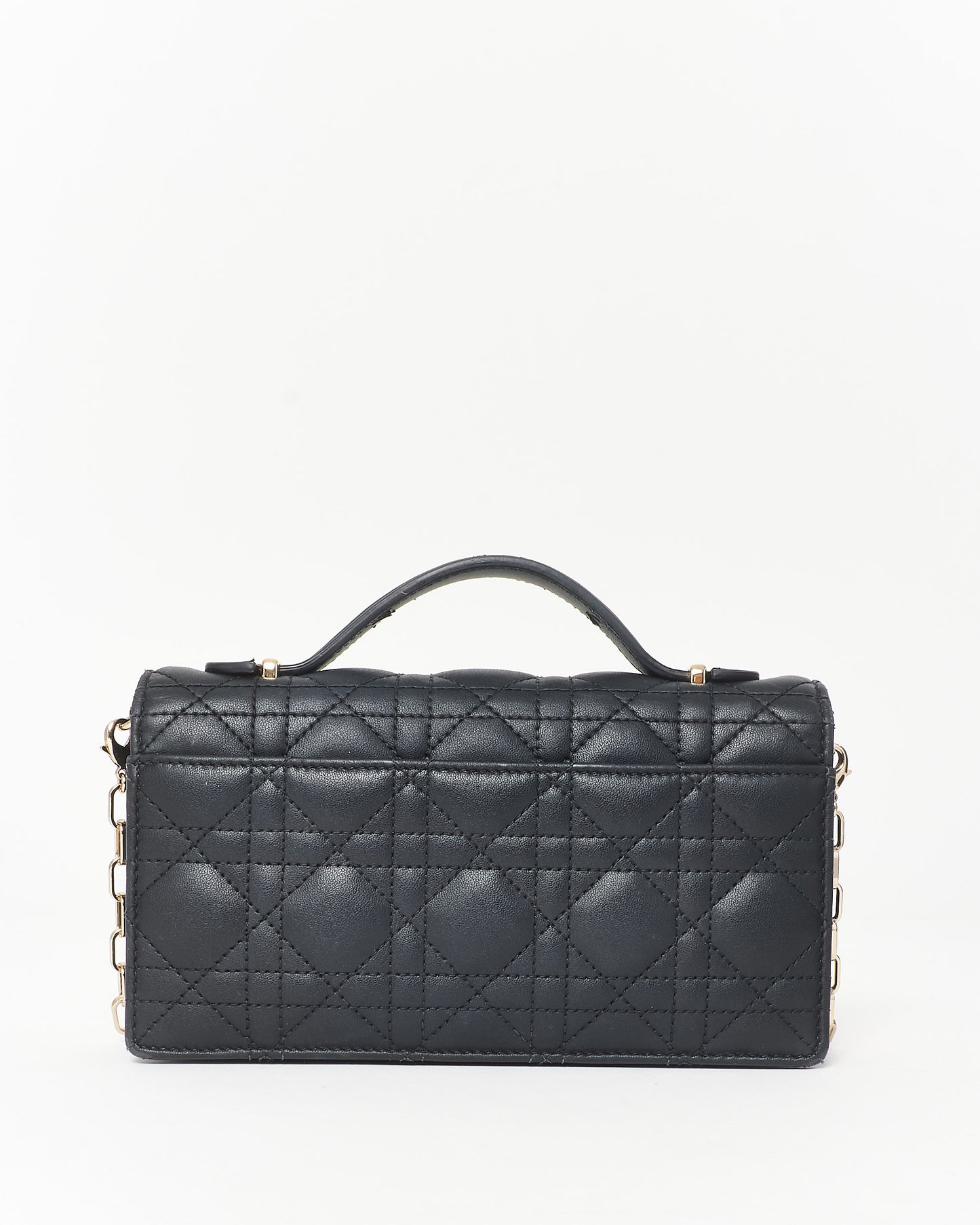 Dior Black Lambskin Leather My Dior Cannage Top Handle Bag