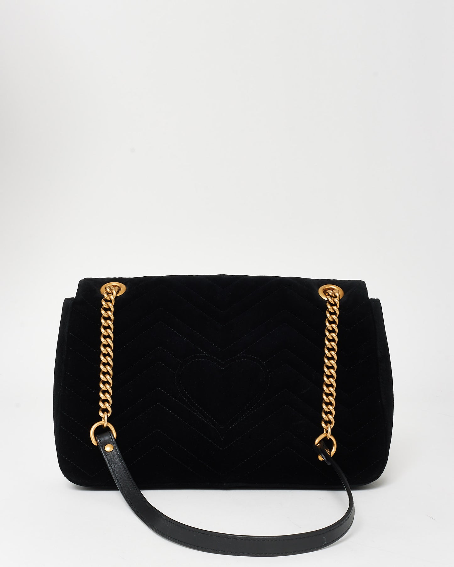 Gucci Black Velvet Marmont Embroidered 
Embellished LOVED Bag