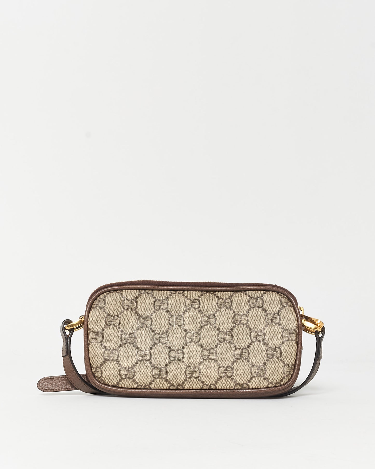 Gucci Brown Monogram Canvas Mini Web Crossbody Bag