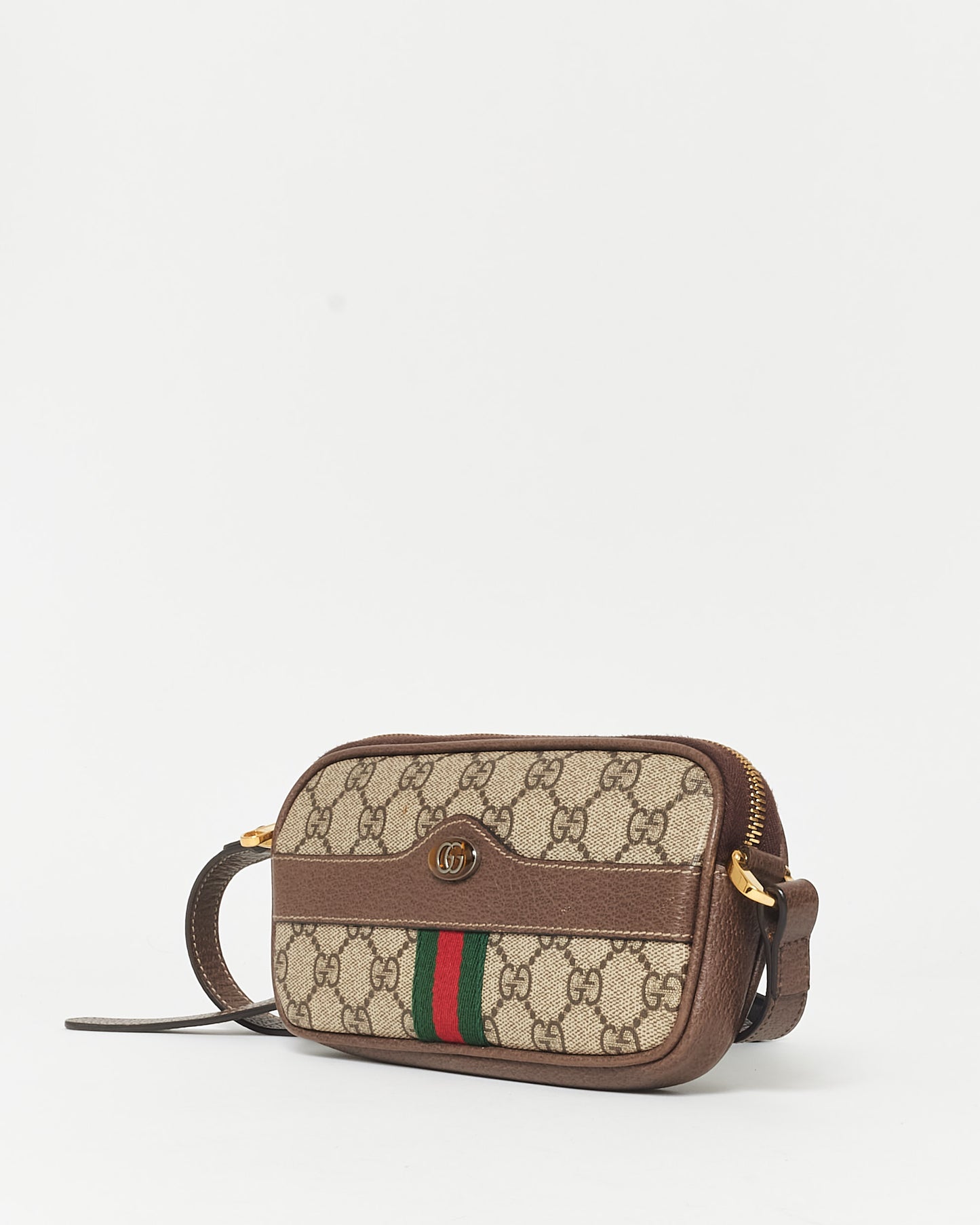 Gucci Brown Monogram Canvas Mini Web Crossbody Bag