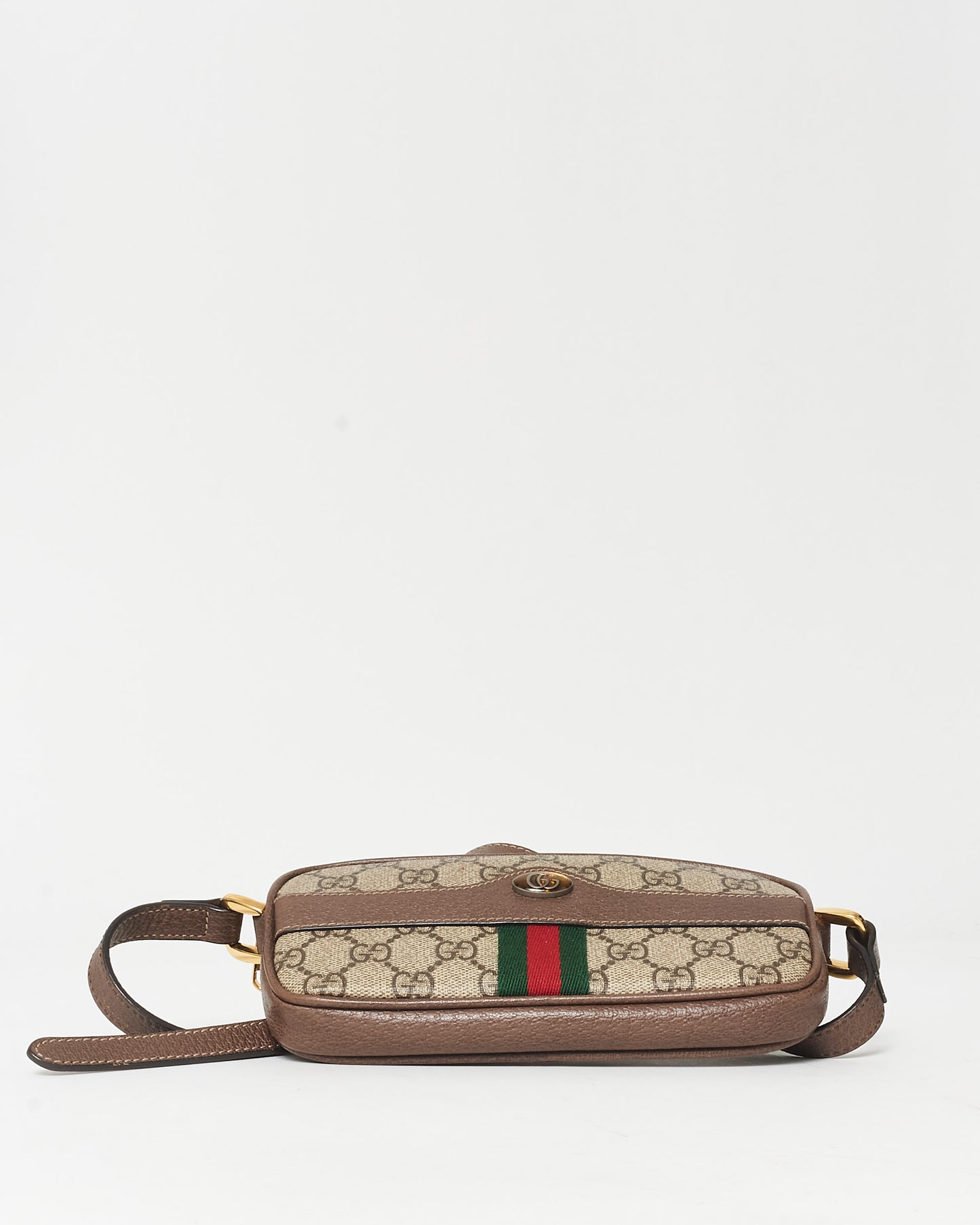 Gucci Brown Monogram Canvas Mini Web Crossbody Bag