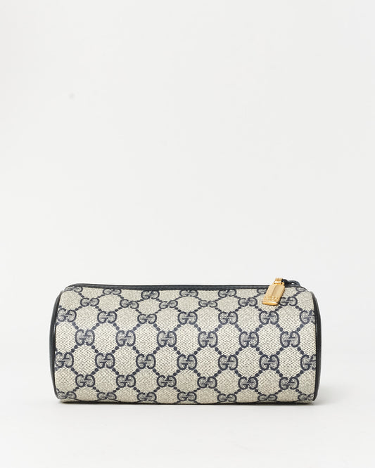 Gucci Vintage Beige 
Navy Coated Canvas Cosmetic Pouch