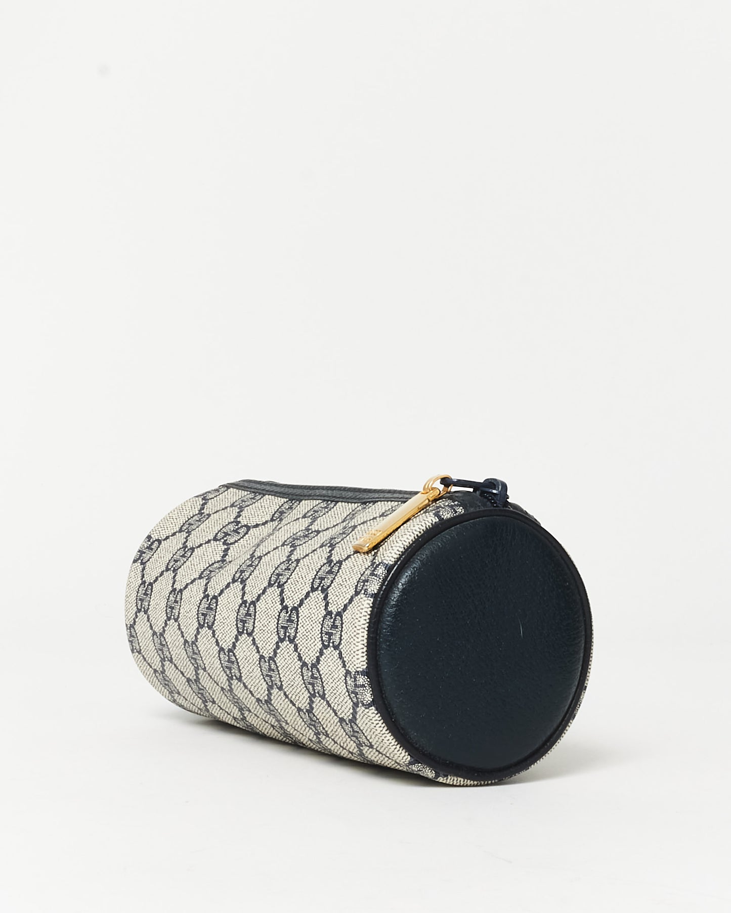 Gucci Vintage Beige 
Navy Coated Canvas Cosmetic Pouch