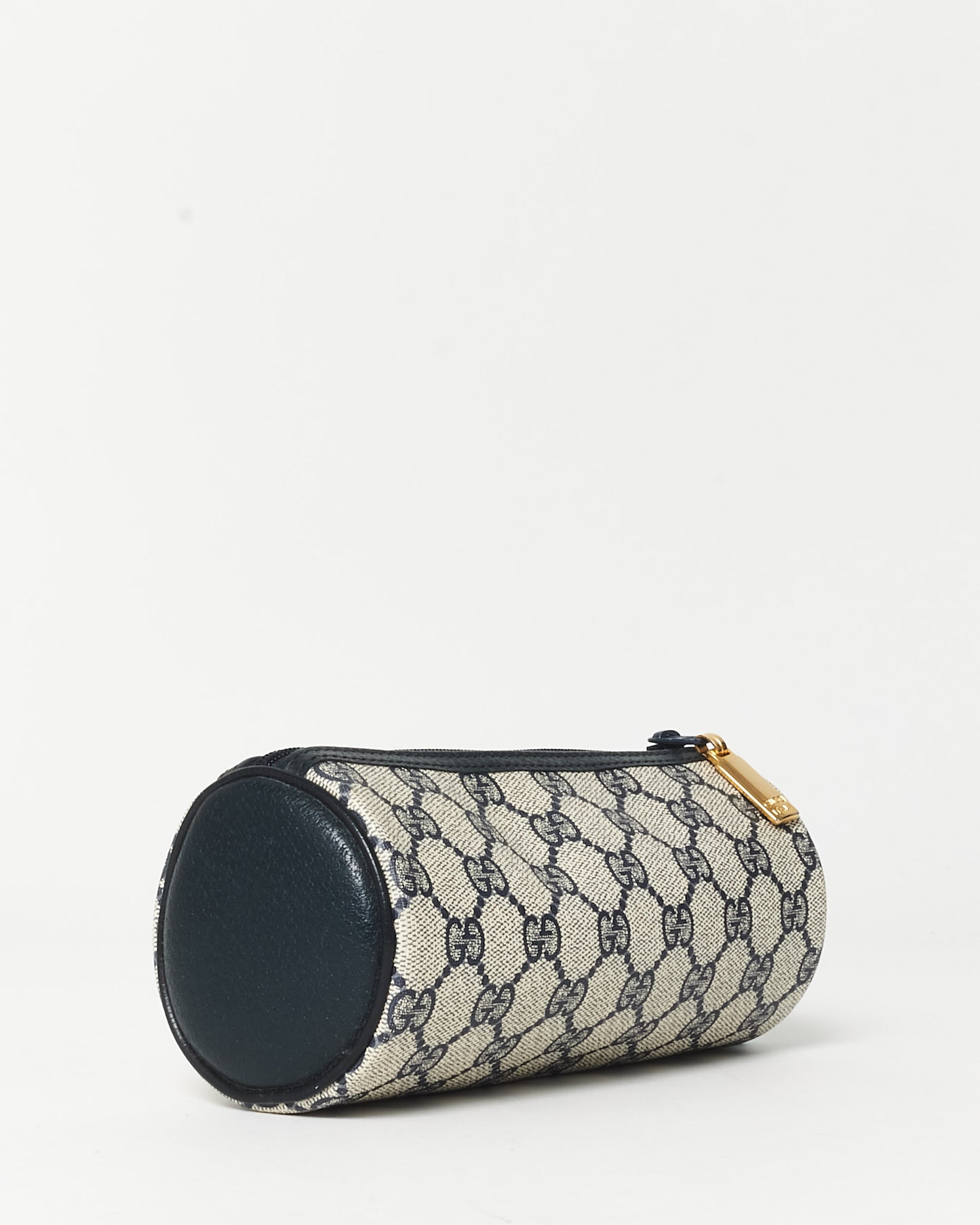 Gucci Vintage Beige 
Navy Coated Canvas Cosmetic Pouch