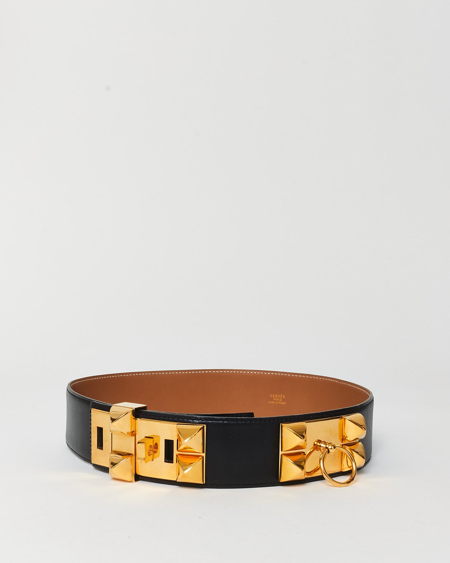 Hermès Black Leather Collier De Chien Belt GHW - 75