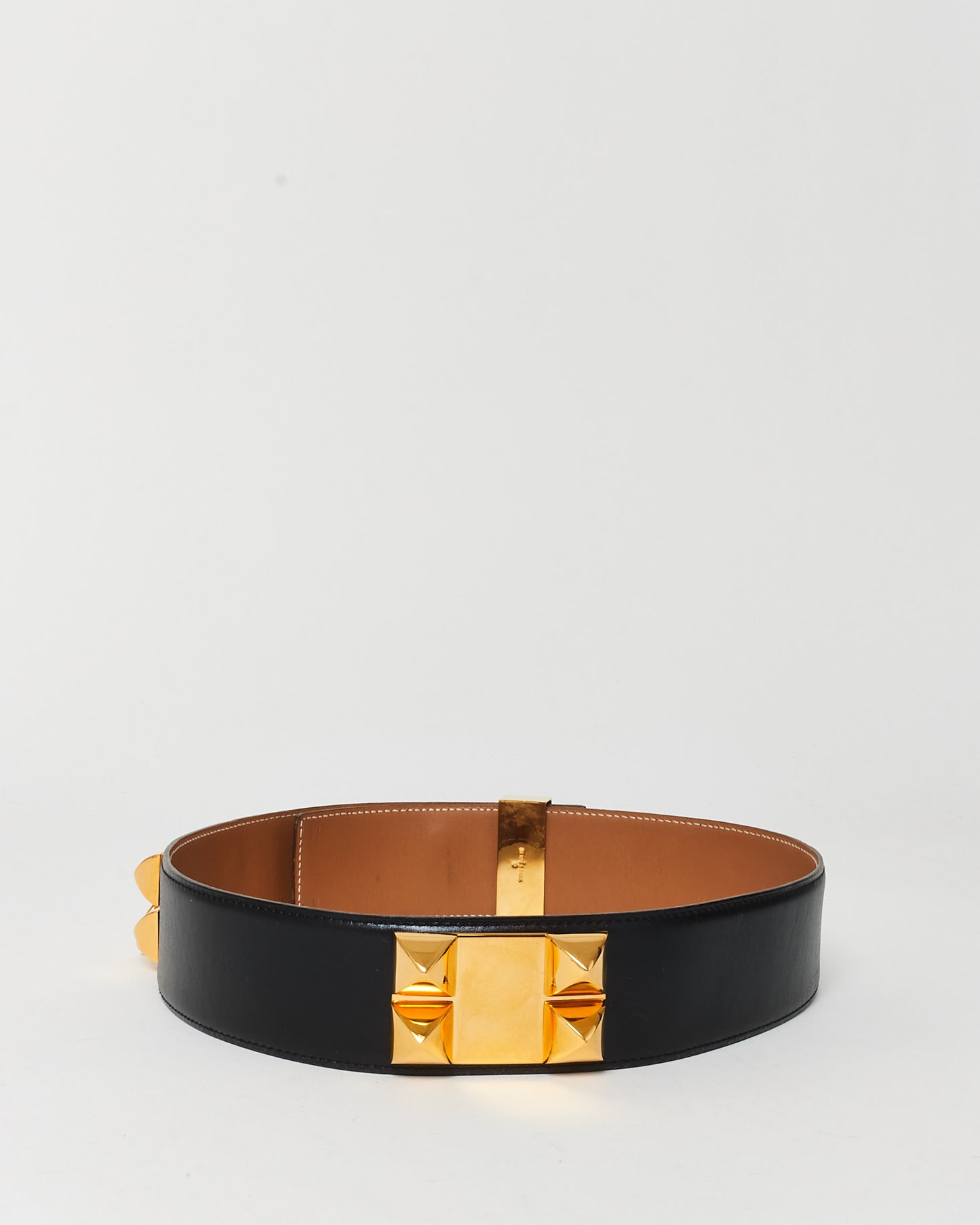 Hermès Black Leather Collier De Chien Belt GHW - 75