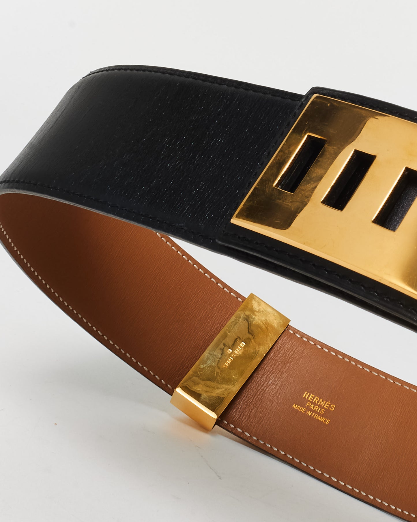 Hermès Black Leather Collier De Chien Belt GHW - 75