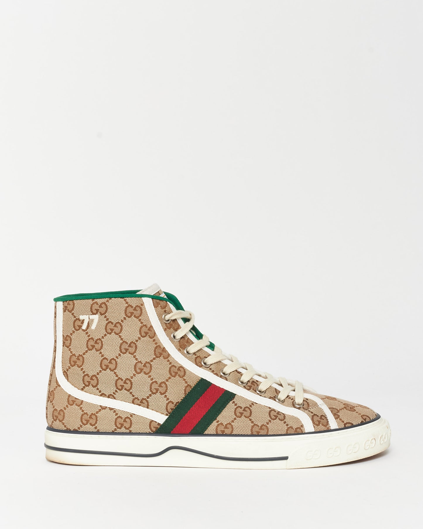 Gucci Monogram Coated Canvas Web High Top Sneakers - 10 MEN