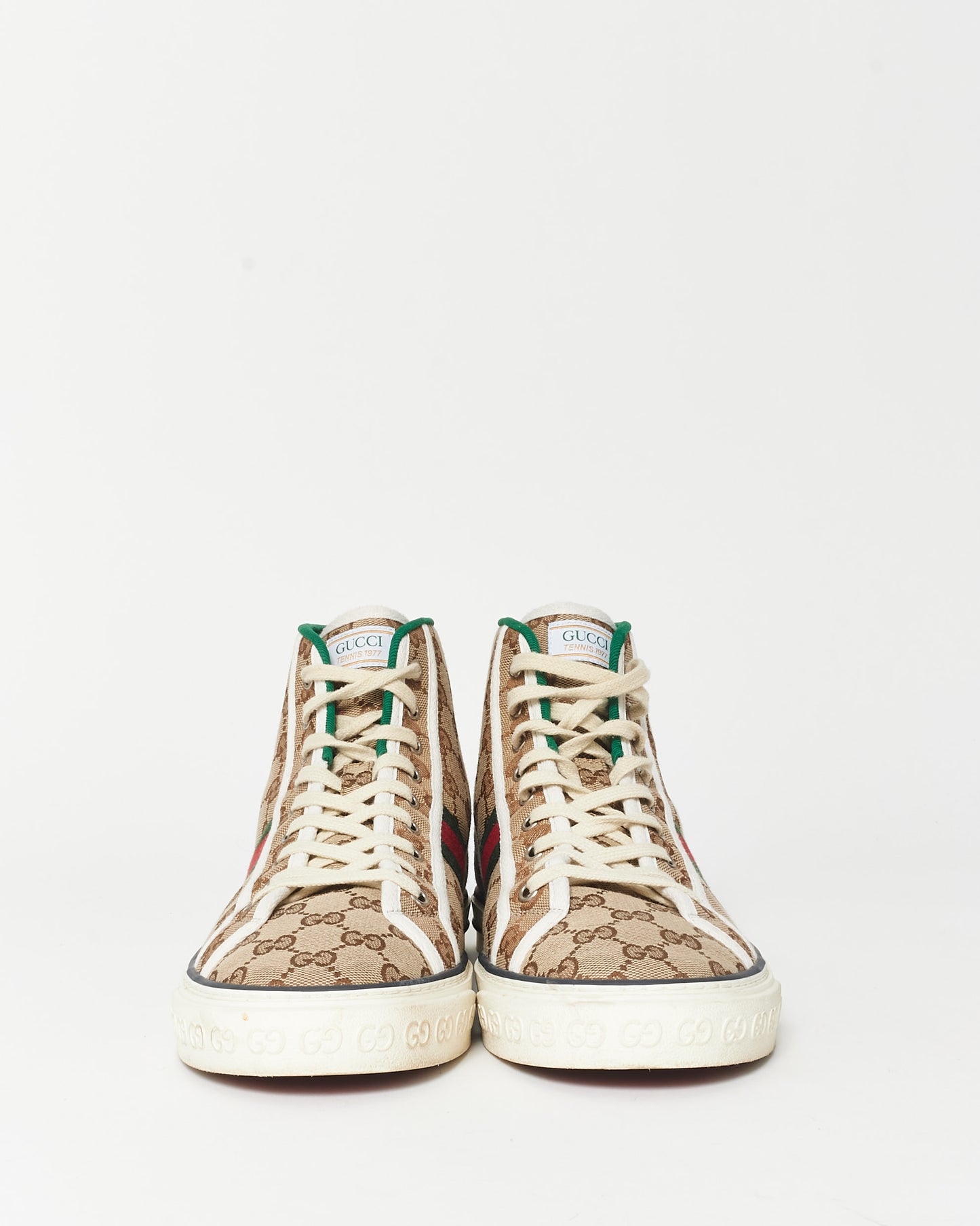 Gucci Monogram Coated Canvas Web High Top Sneakers - 10 MEN