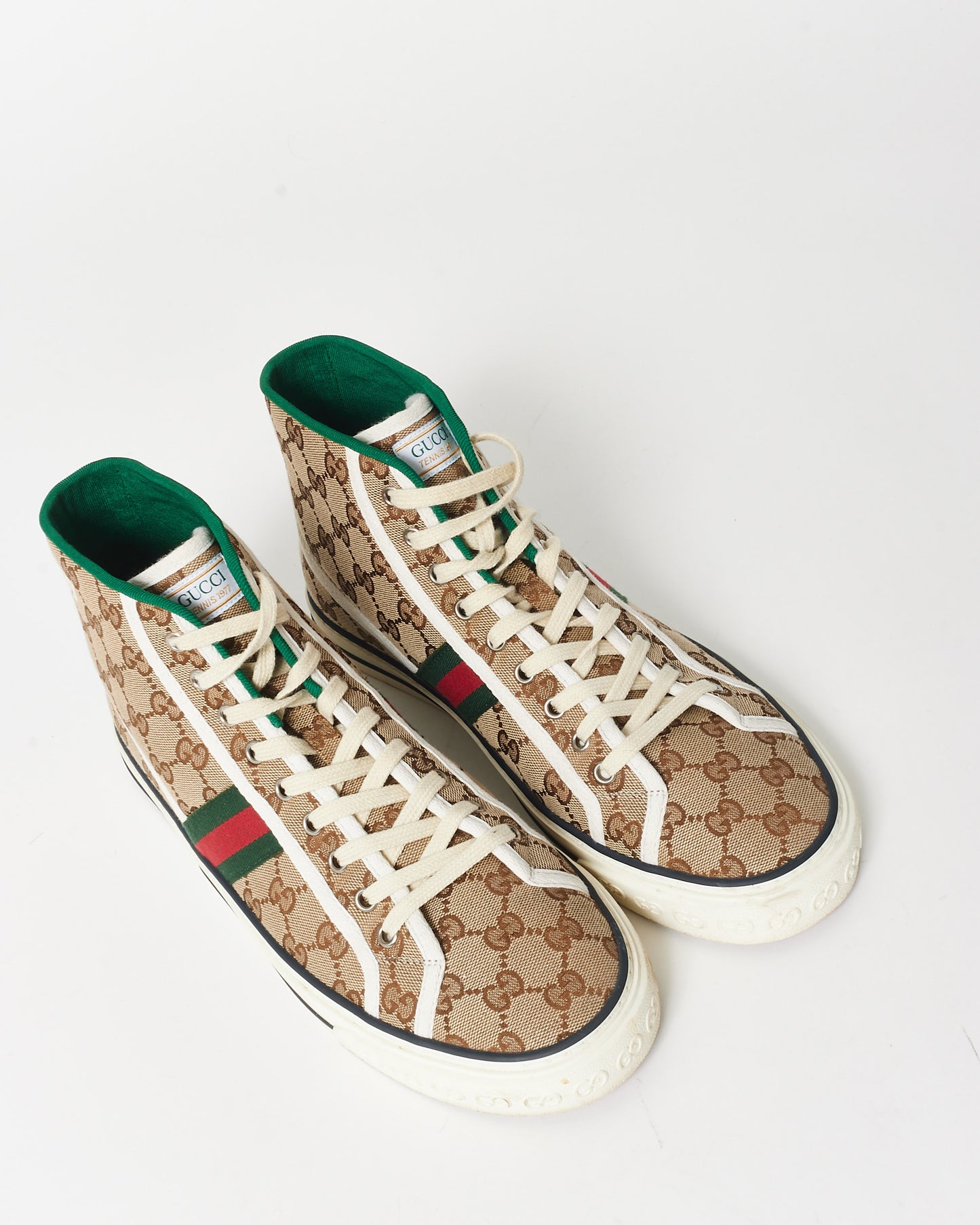 Gucci Monogram Coated Canvas Web High Top Sneakers - 10 MEN