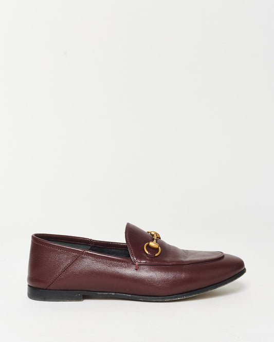 Gucci Burgundy Leather Brixton Horsebit Detail Loafers - 36