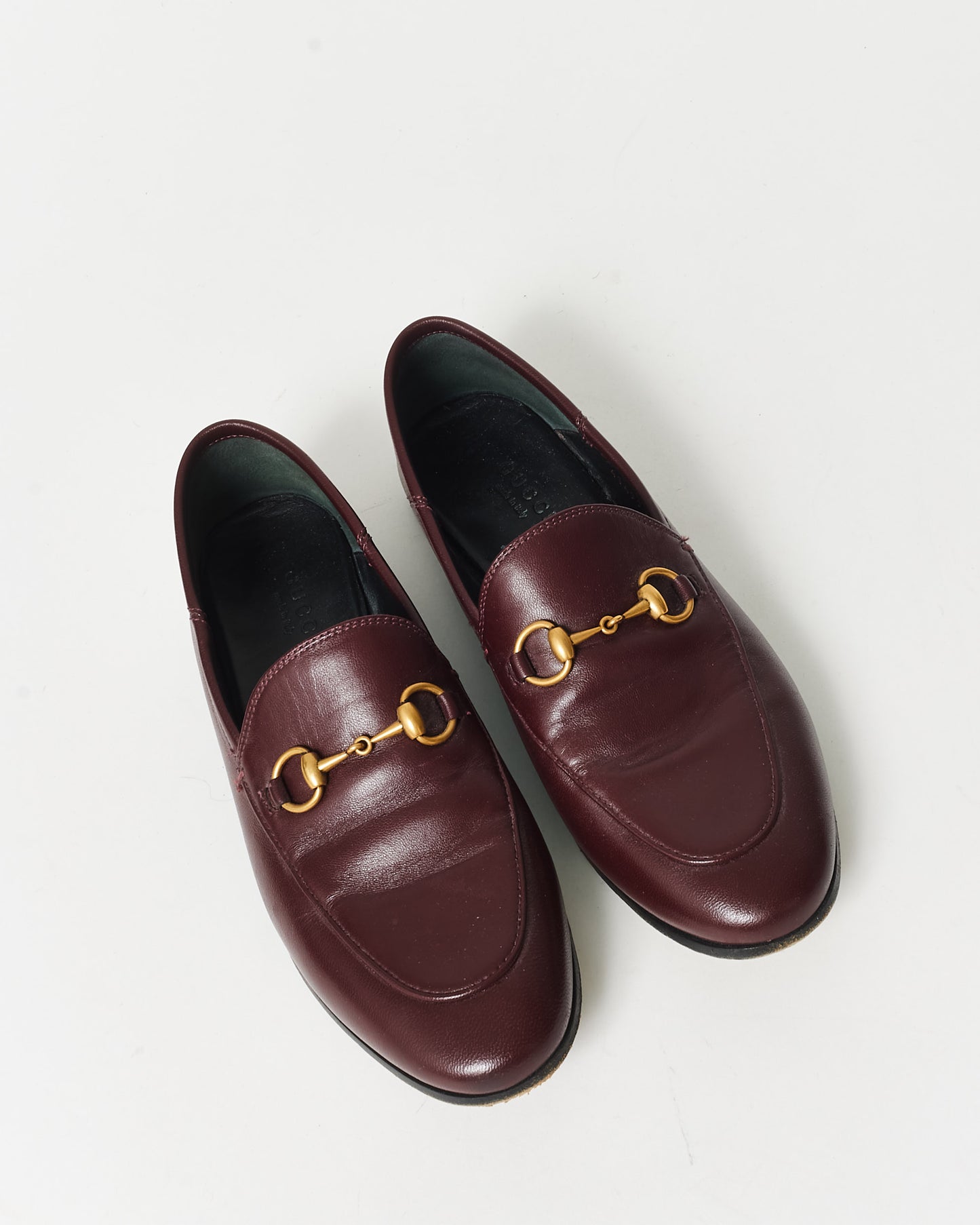 Gucci Burgundy Leather Brixton Horsebit Detail Loafers - 36