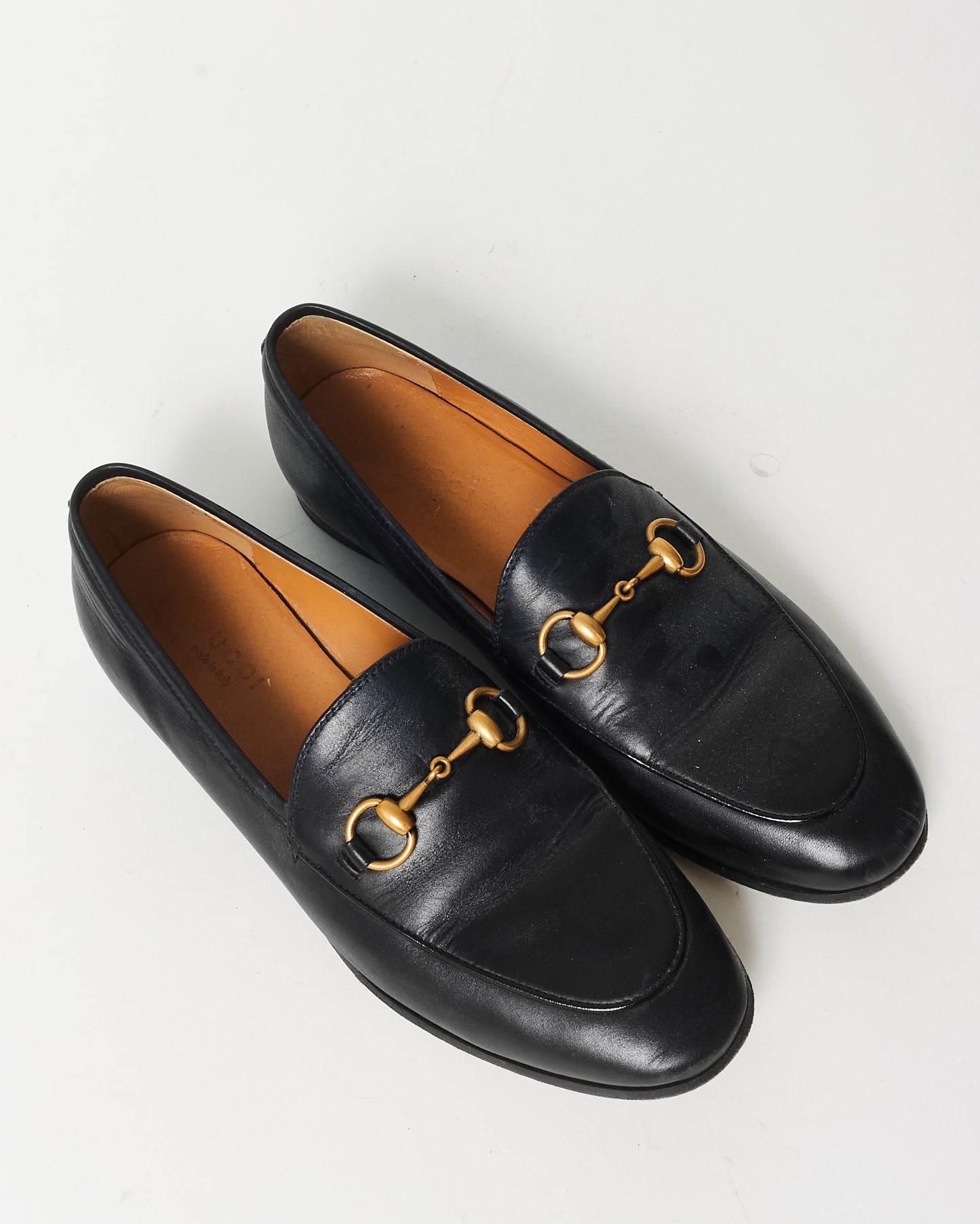 Gucci Black Leather Jordaan Loafers - 35.5