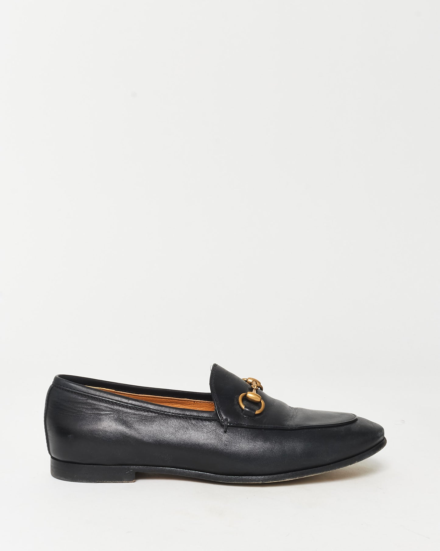 Gucci Black Leather Jordaan Loafers - 35.5