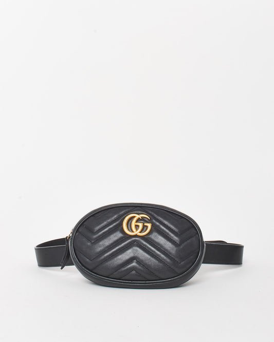 Gucci Black Leather GG Marmont Belt Bag - 85/34