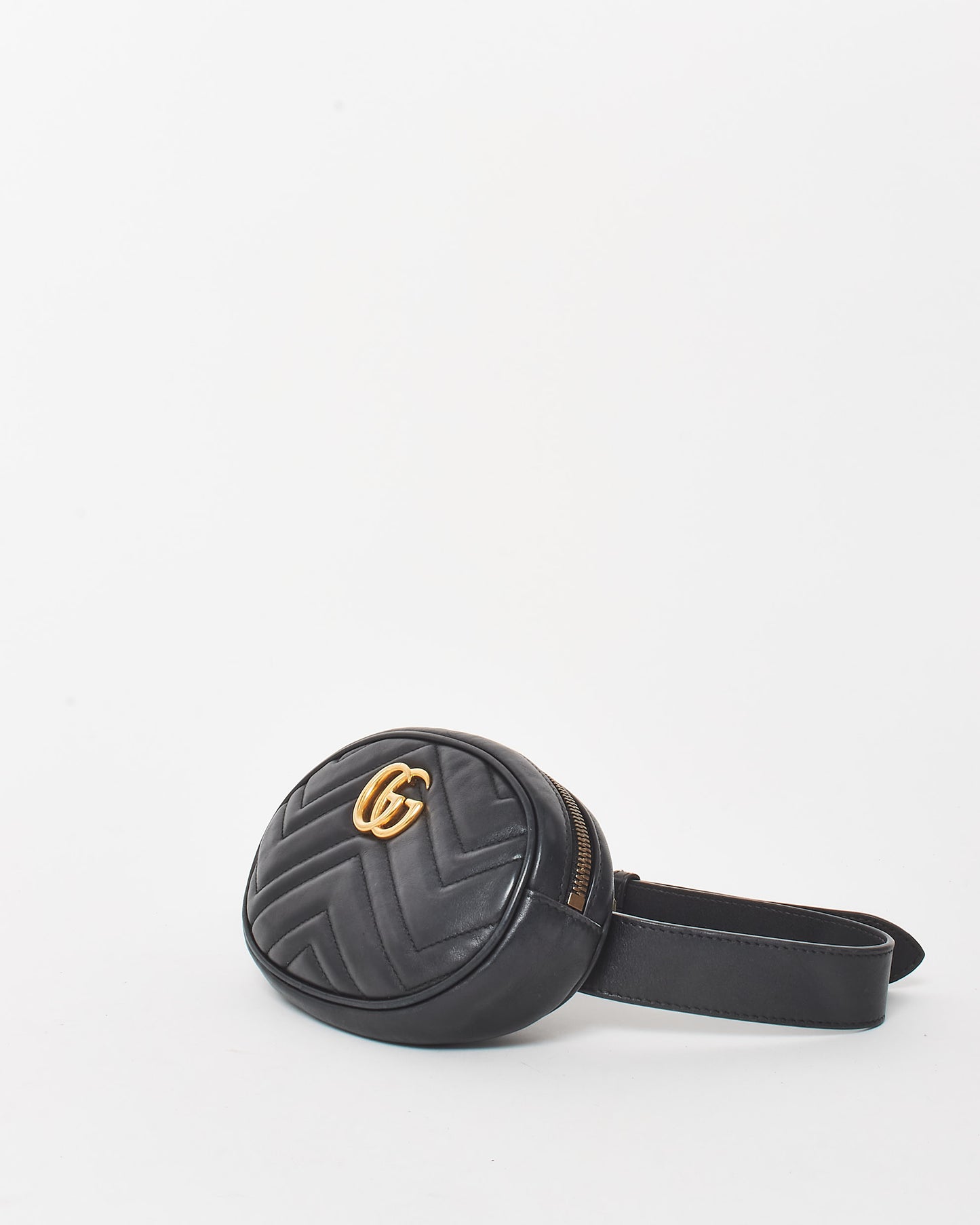 Gucci Black Leather GG Marmont Belt Bag - 85/34