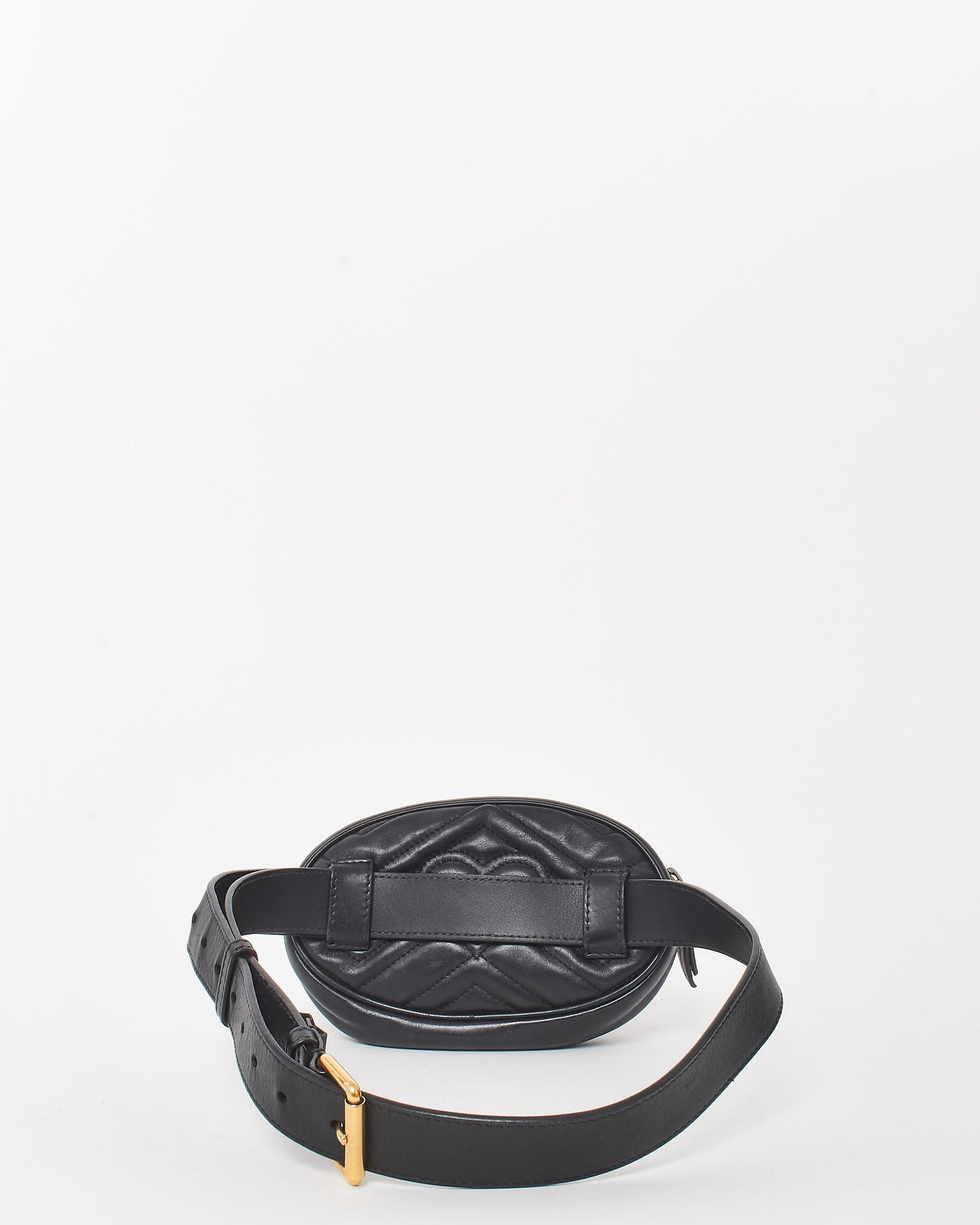 Gucci Black Leather GG Marmont Belt Bag - 85/34