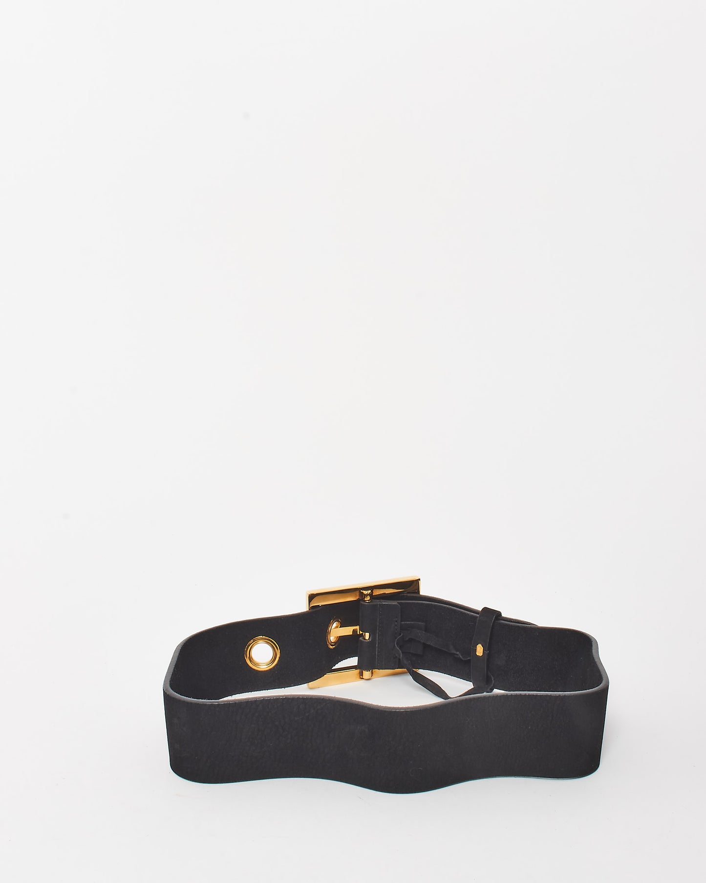 Gucci Vintage Black Matte Leather Wide Buckle Belt - 75/30