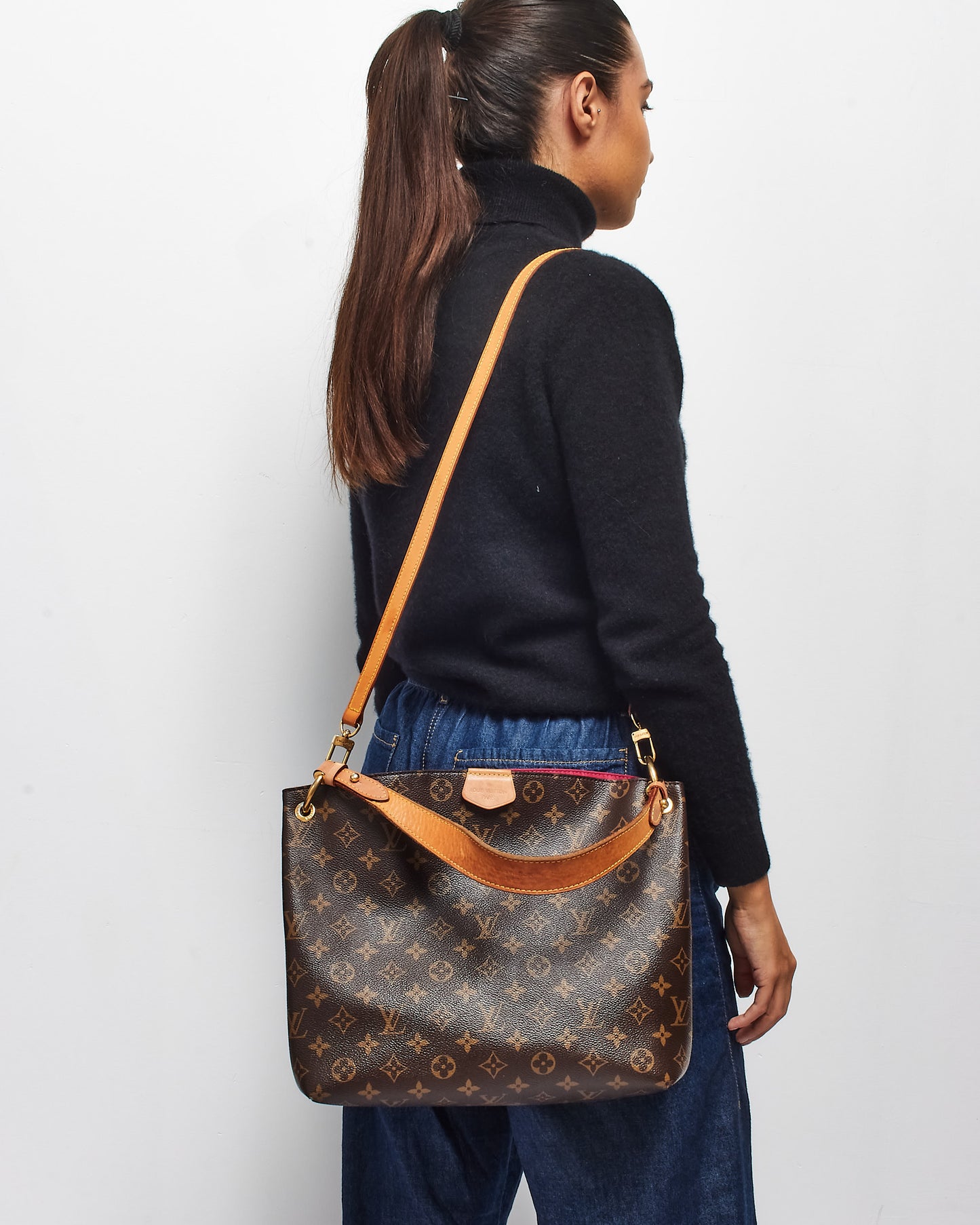 Louis Vuitton Monogram Coated Canvas Graceful PM Shoulder Bag W/Strap