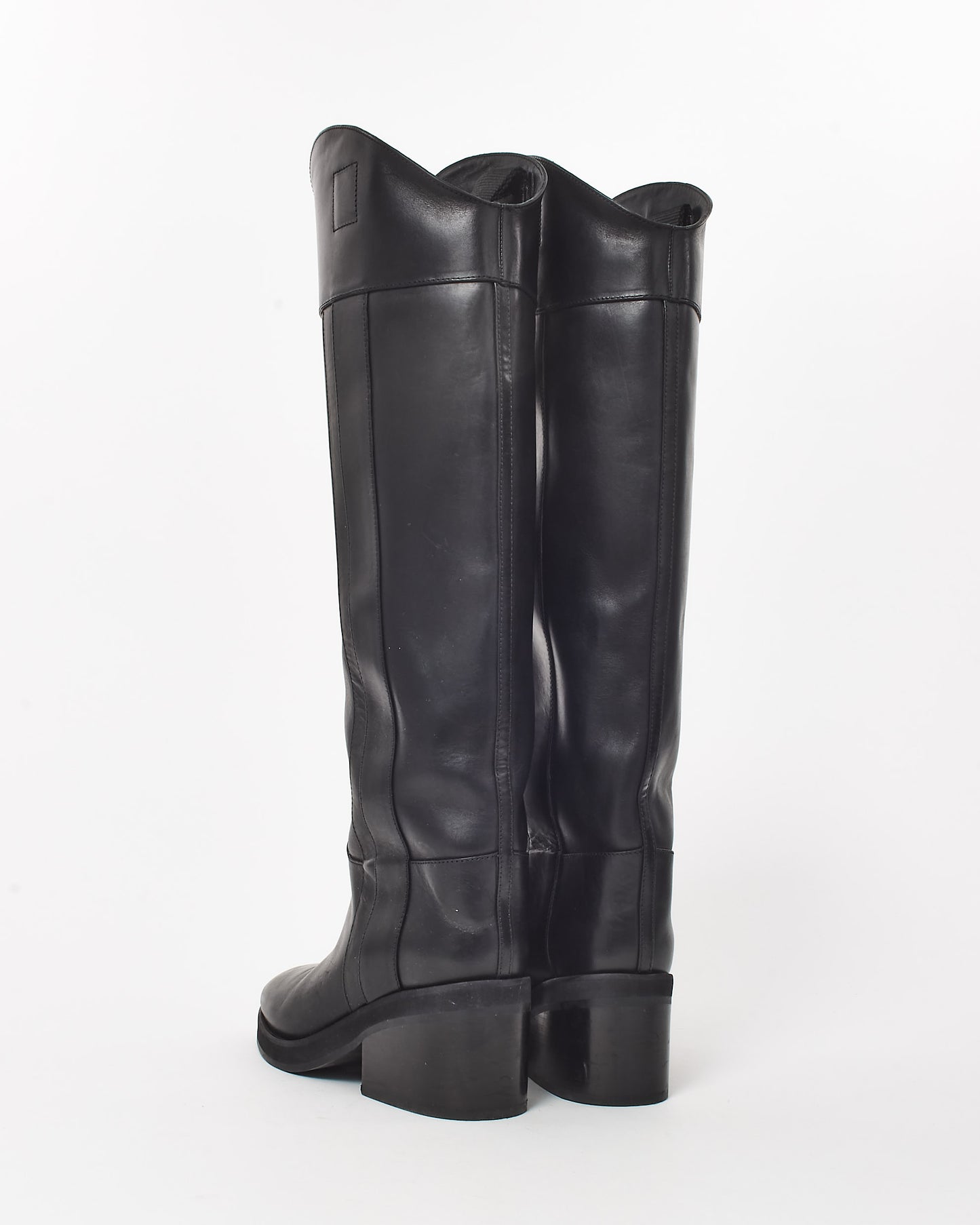 Jimmy Choo Black Leather Western Style Knee Boots - 37