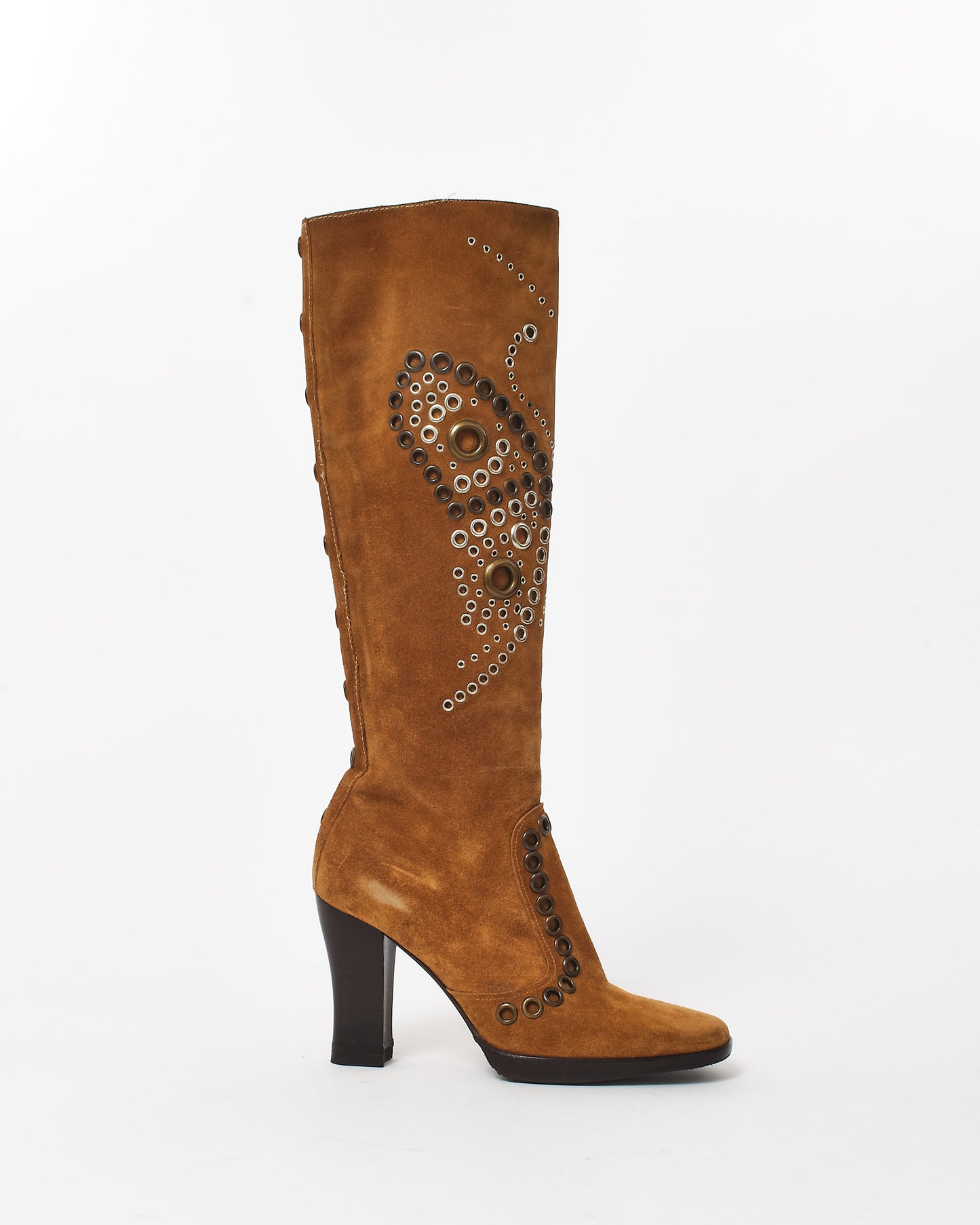 Dolce 
Gabbana Brown Suede Butterfly Knee High Boots - 36