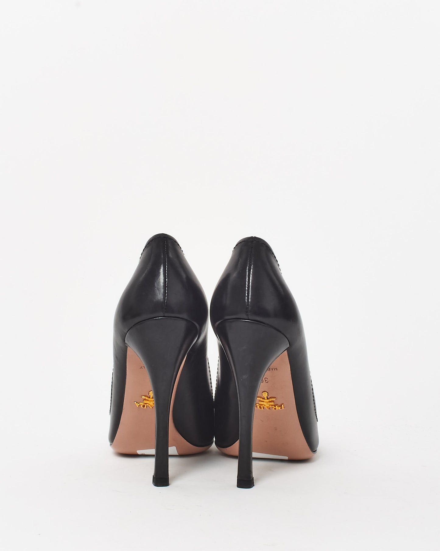 Prada Black Leather Round Toe Pumps - 36