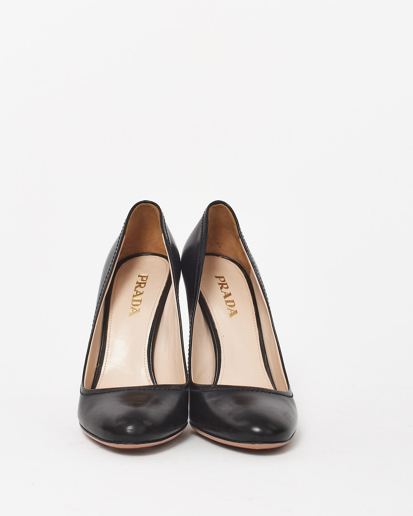 Prada Black Leather Round Toe Pumps - 36