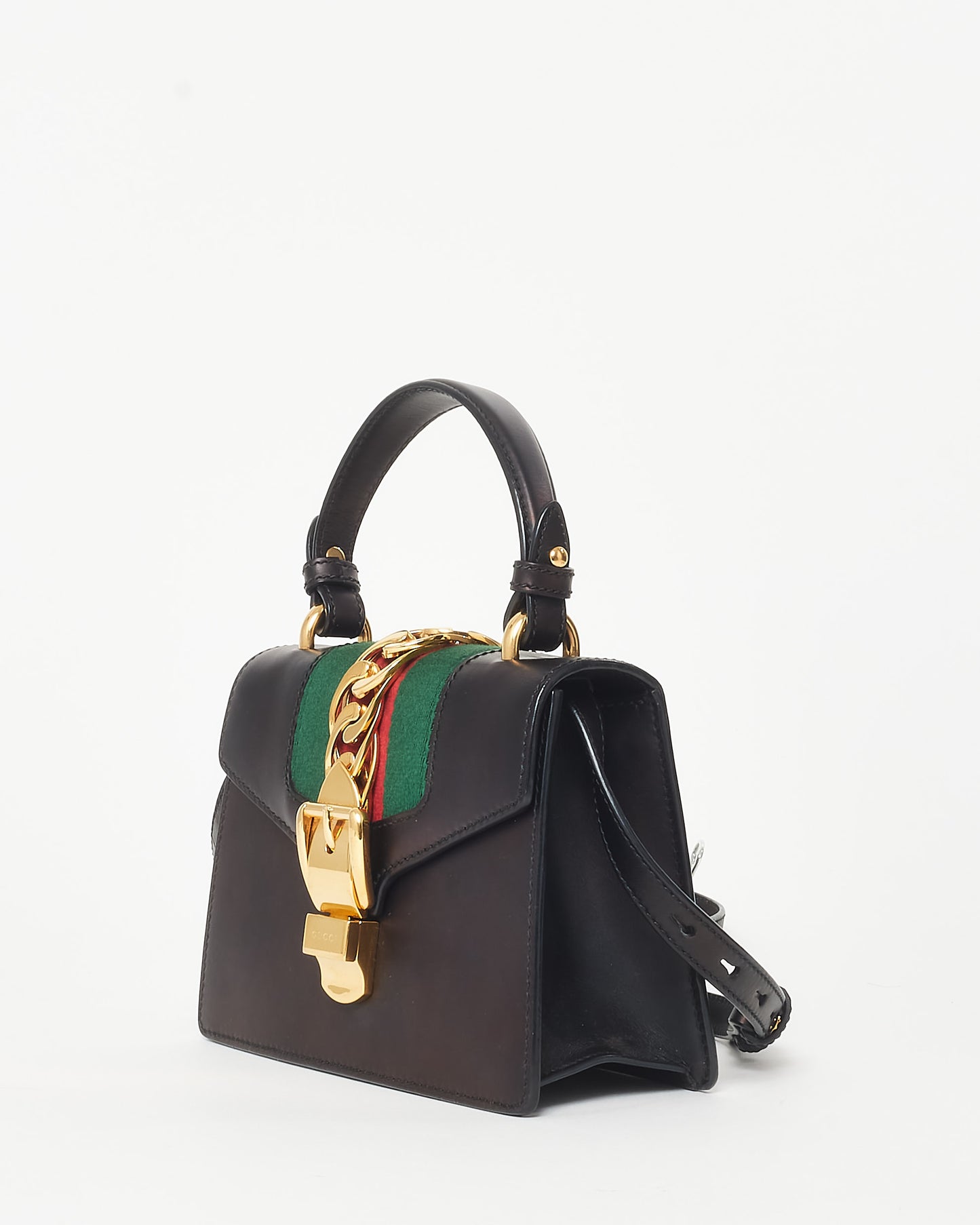 Gucci Dark Brown Leather Mini Sylvie Crossbody Bag