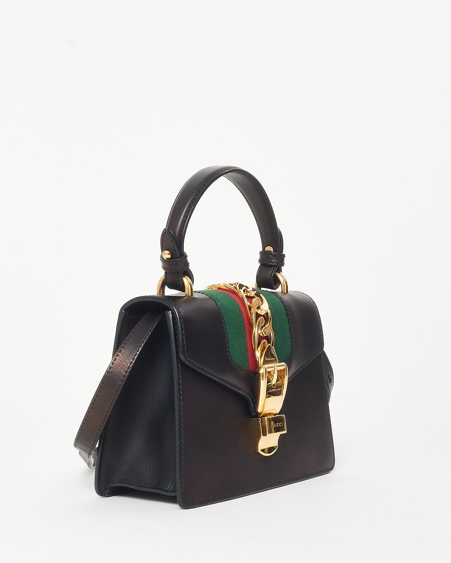 Gucci Dark Brown Leather Mini Sylvie Crossbody Bag