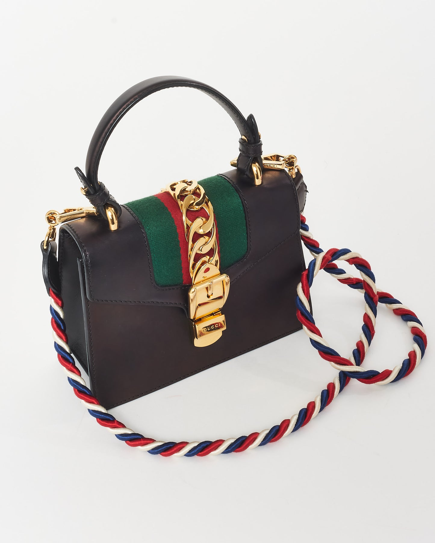 Gucci Dark Brown Leather Mini Sylvie Crossbody Bag