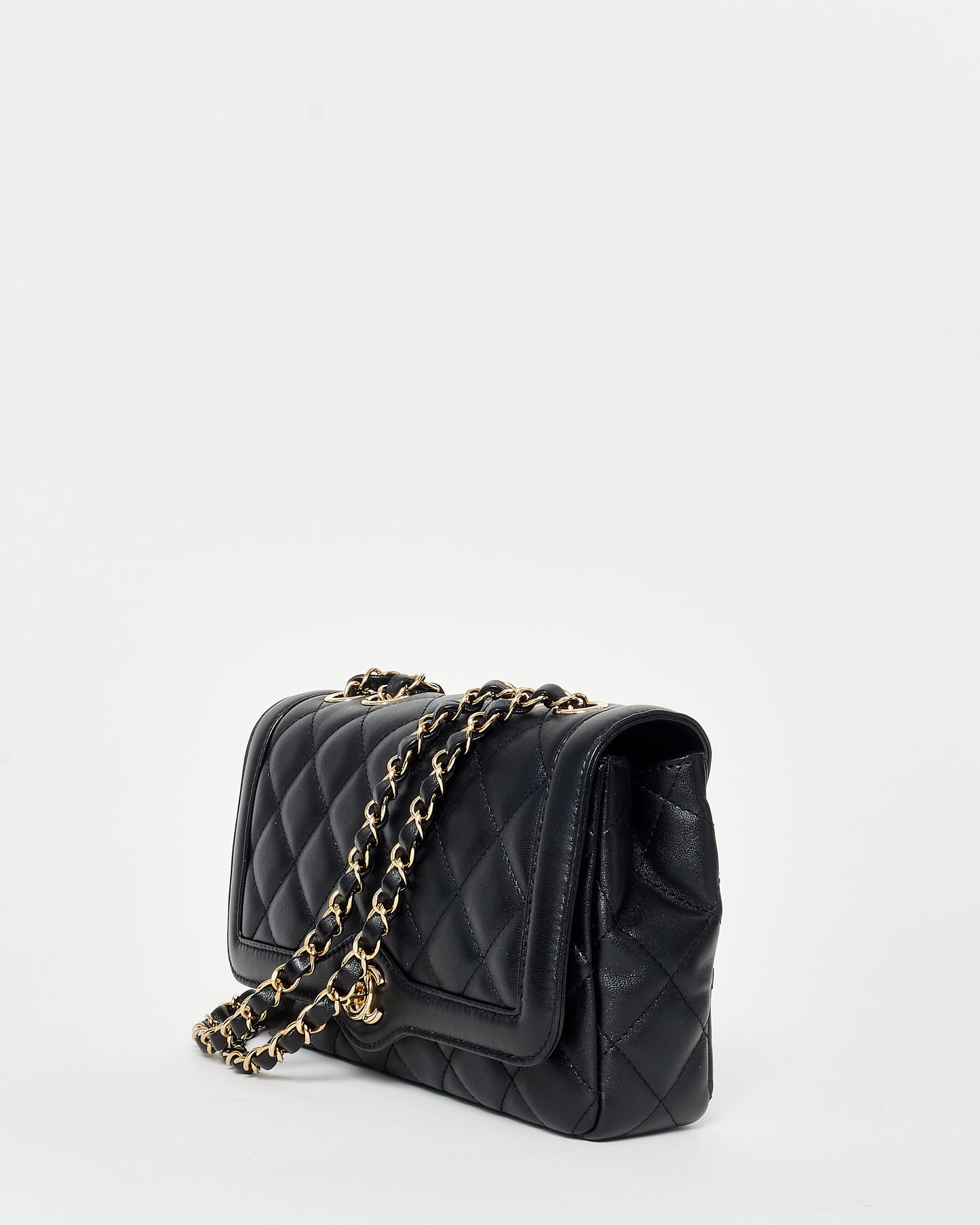 Chanel Black Lambskin Leather GHW Diana Flap Bag