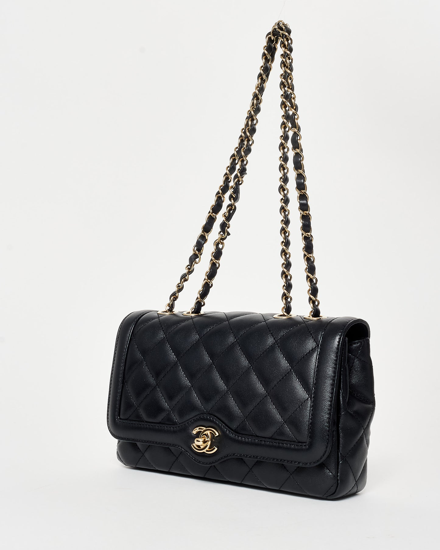 Chanel Black Lambskin Leather GHW Diana Flap Bag