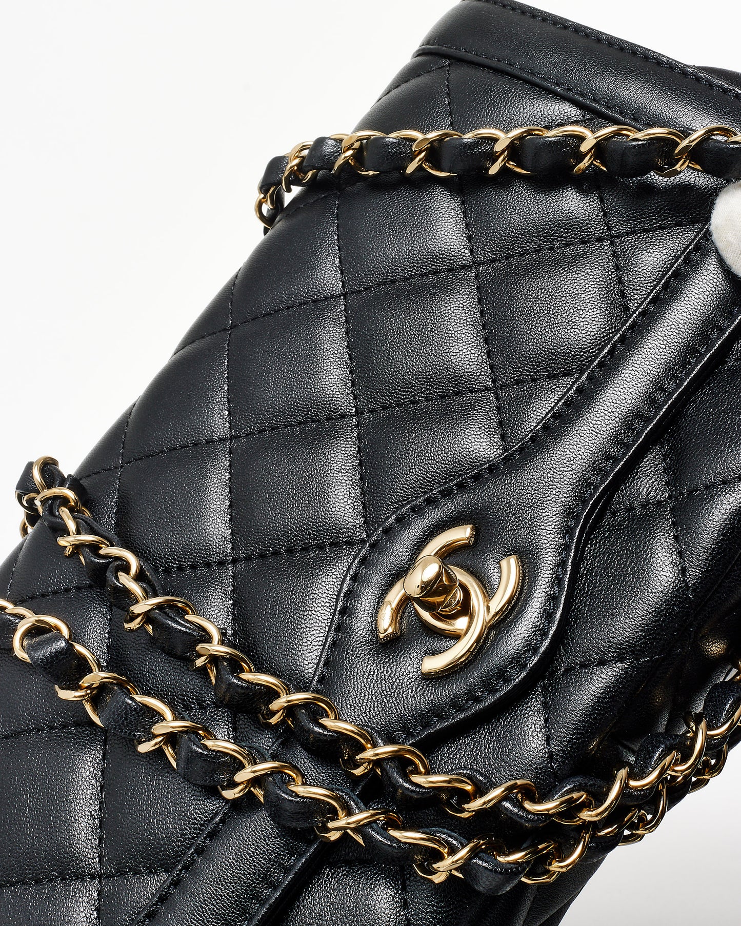 Chanel Black Lambskin Leather GHW Diana Flap Bag