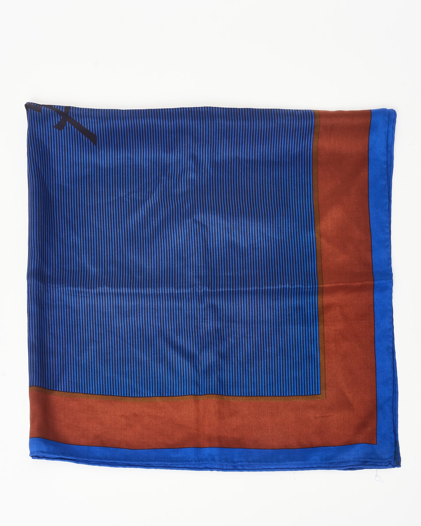 Saint Laurent Blue 
Brown YSL Logo Silk Scarf